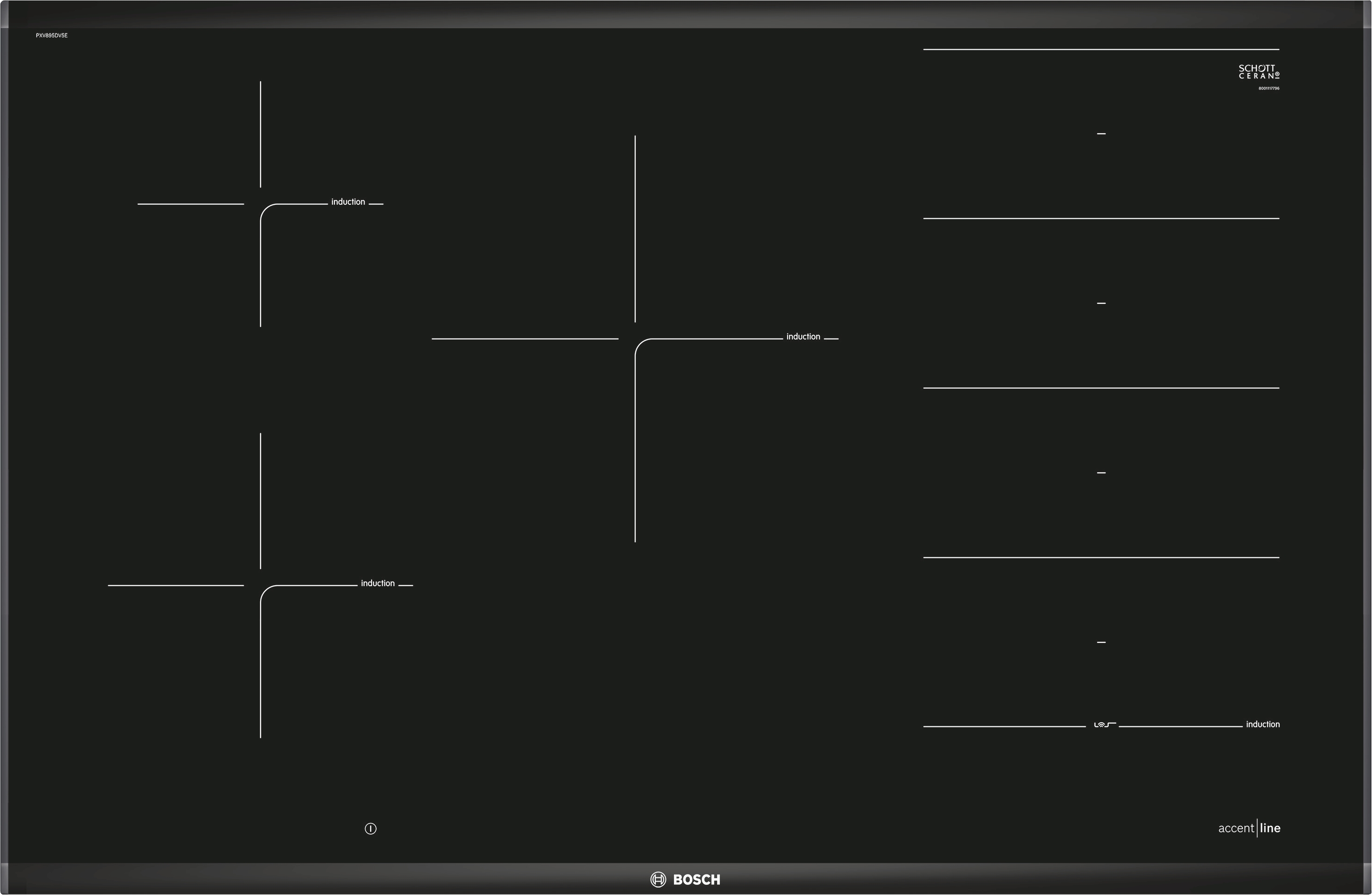 Series 8, Flex induction hob, 80 cm, Black, surface mount with frame, PXV895DV5E