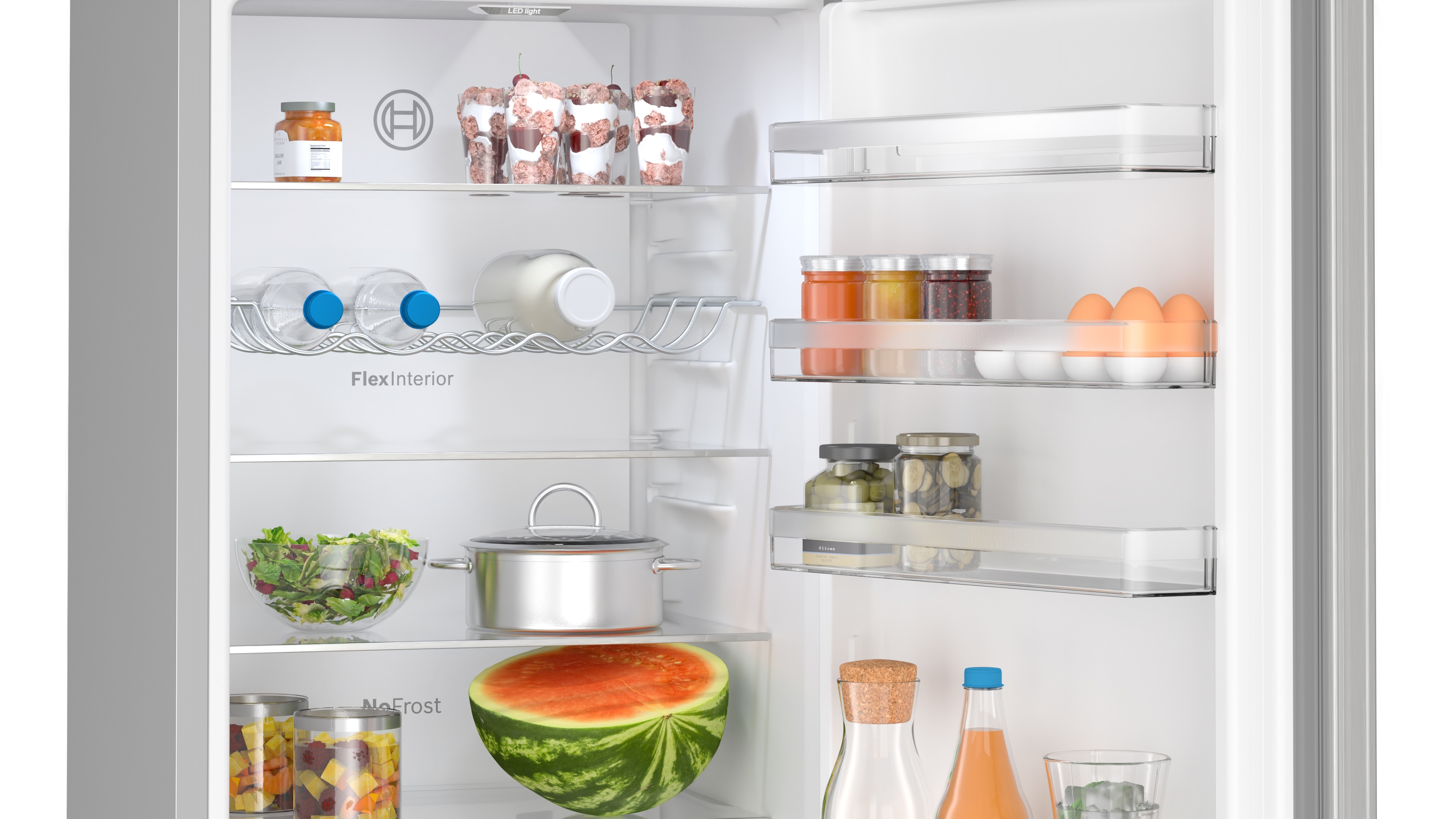 Series 4, free-standing fridge-freezer with freezer at bottom, 203 x 60 cm, Stainless steel look, KGN397LDF
