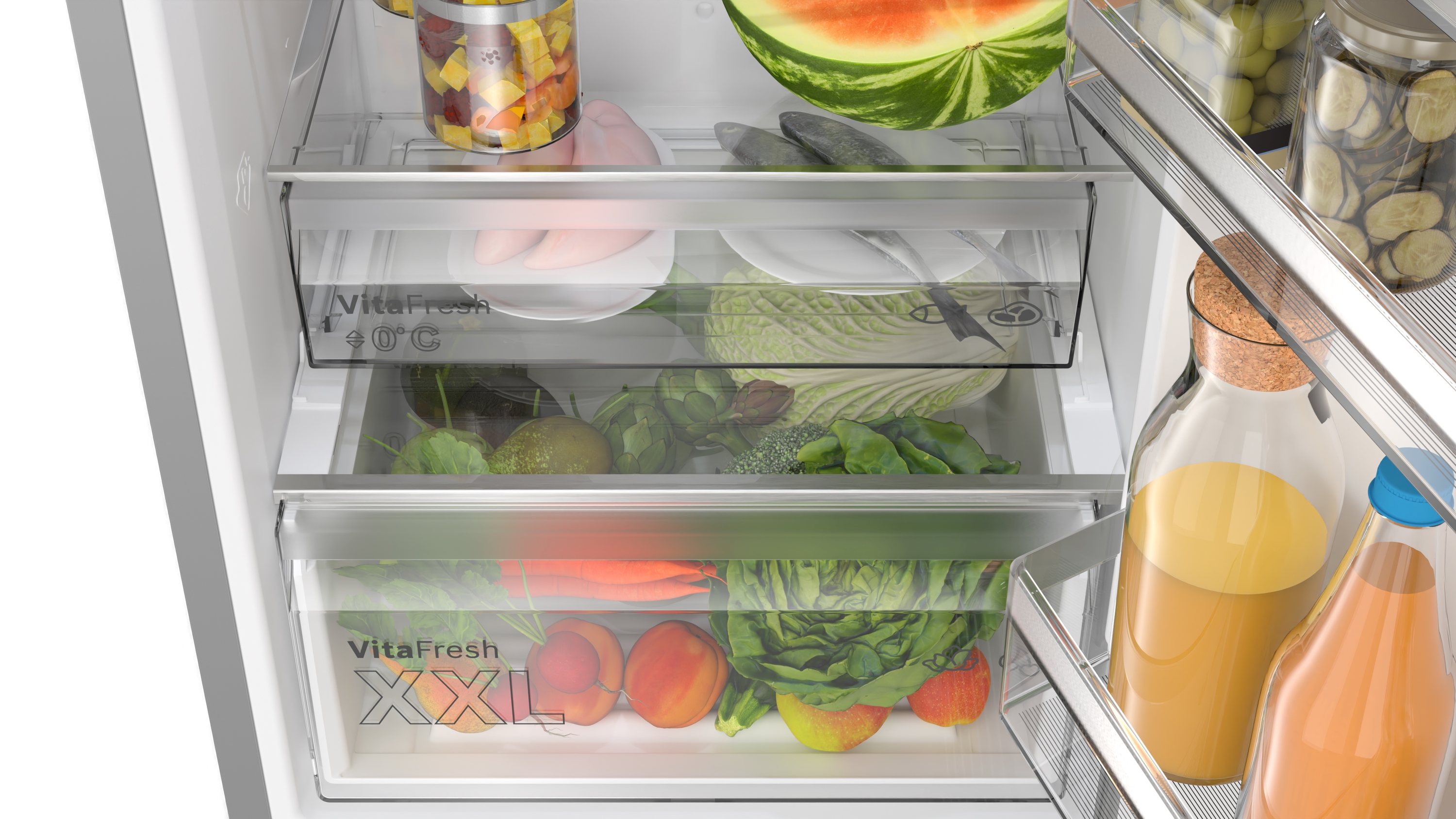Series 4, free-standing fridge-freezer with freezer at bottom, 203 x 60 cm, Stainless steel look, KGN397LDF