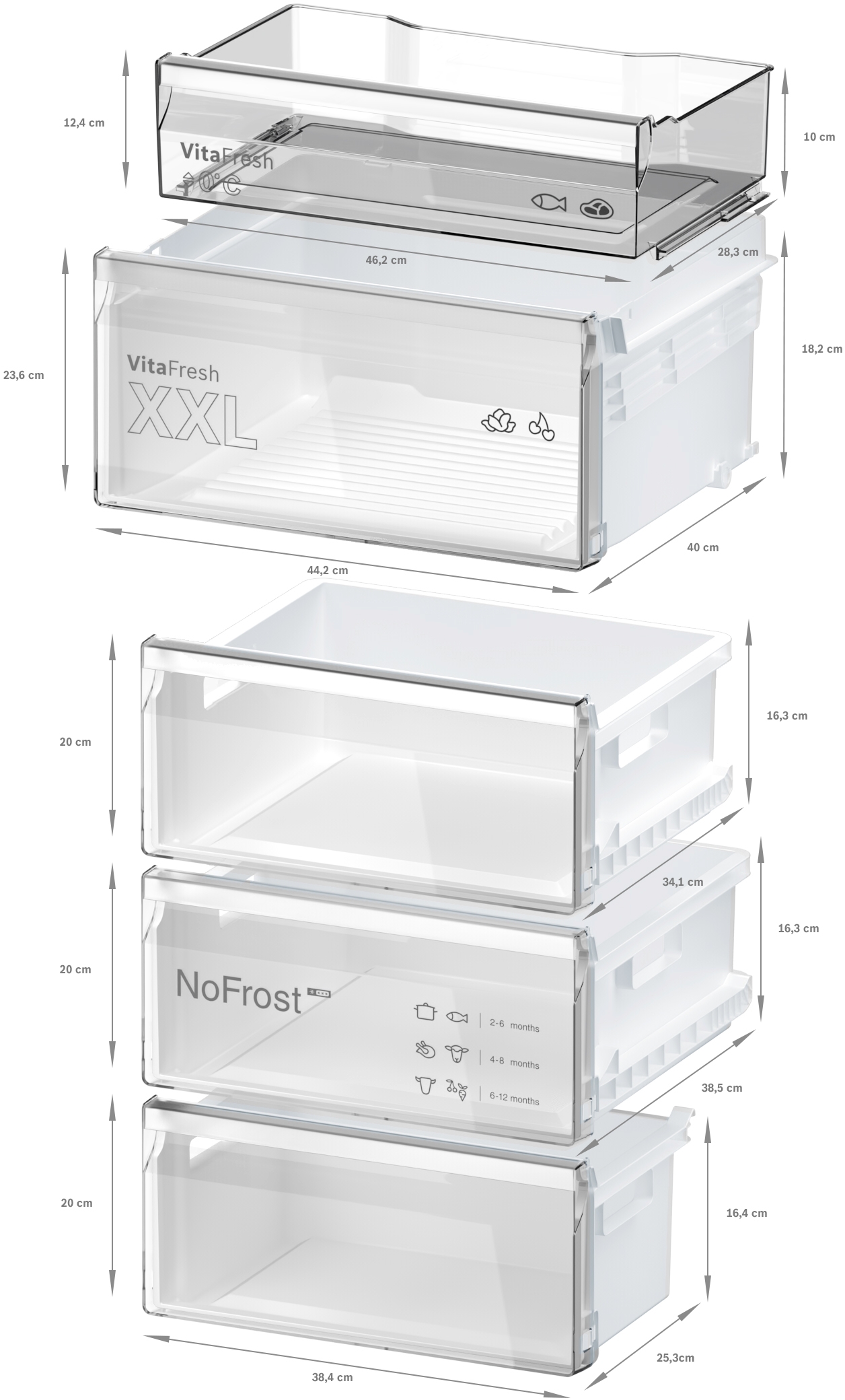 Series 4, free-standing fridge-freezer with freezer at bottom, 203 x 60 cm, Stainless steel look, KGN397LDF