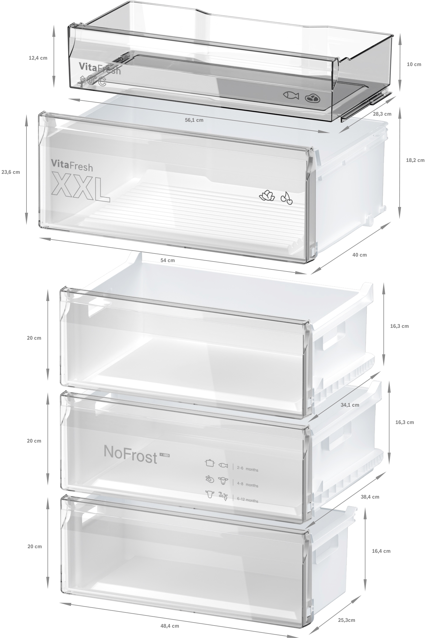 Series 4, free-standing fridge-freezer with freezer at bottom, 203 x 70 cm, Stainless steel look, KGN497LDF