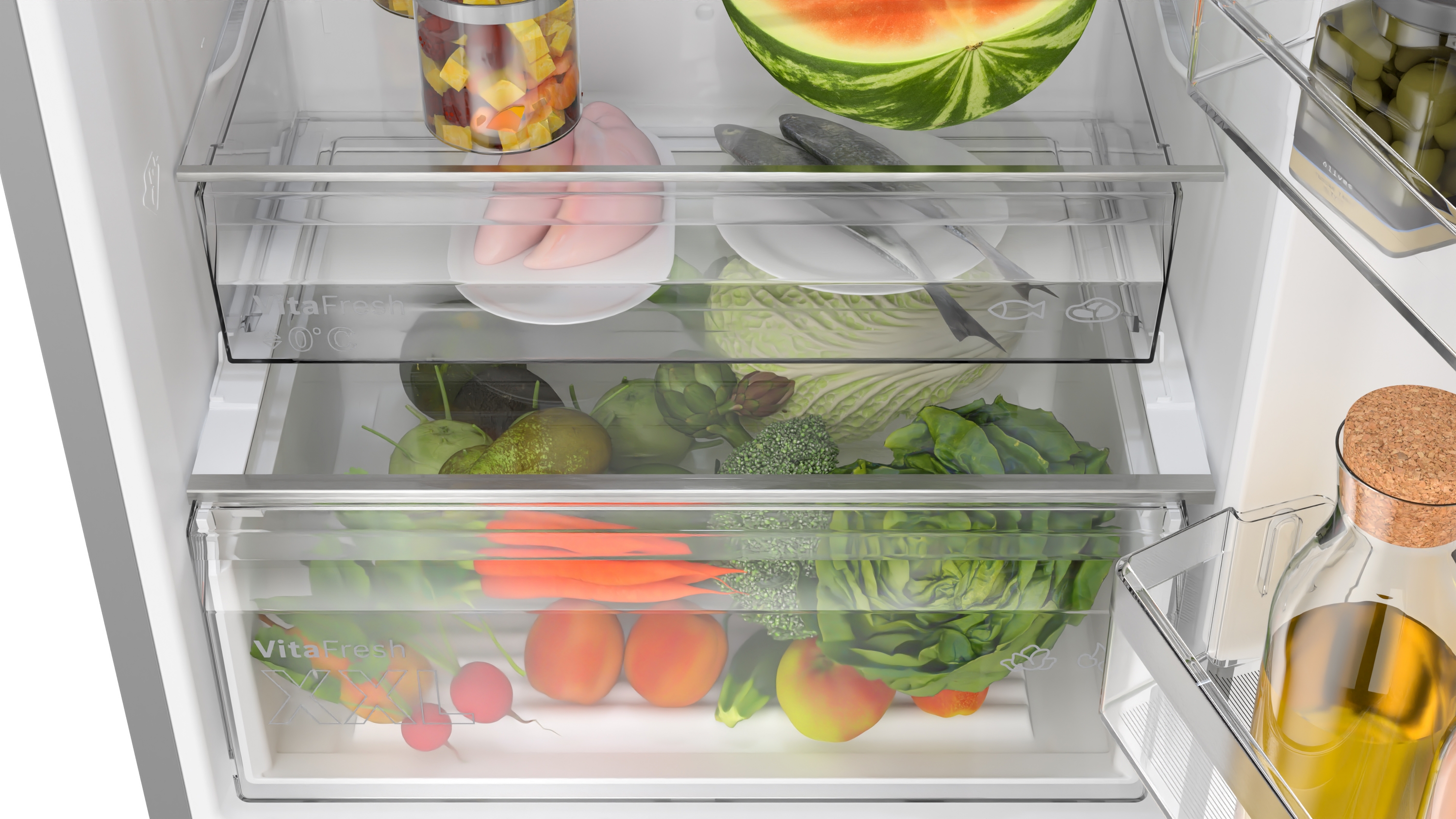 Series 4, free-standing fridge-freezer with freezer at bottom, 203 x 70 cm, Stainless steel look, KGN497LDF