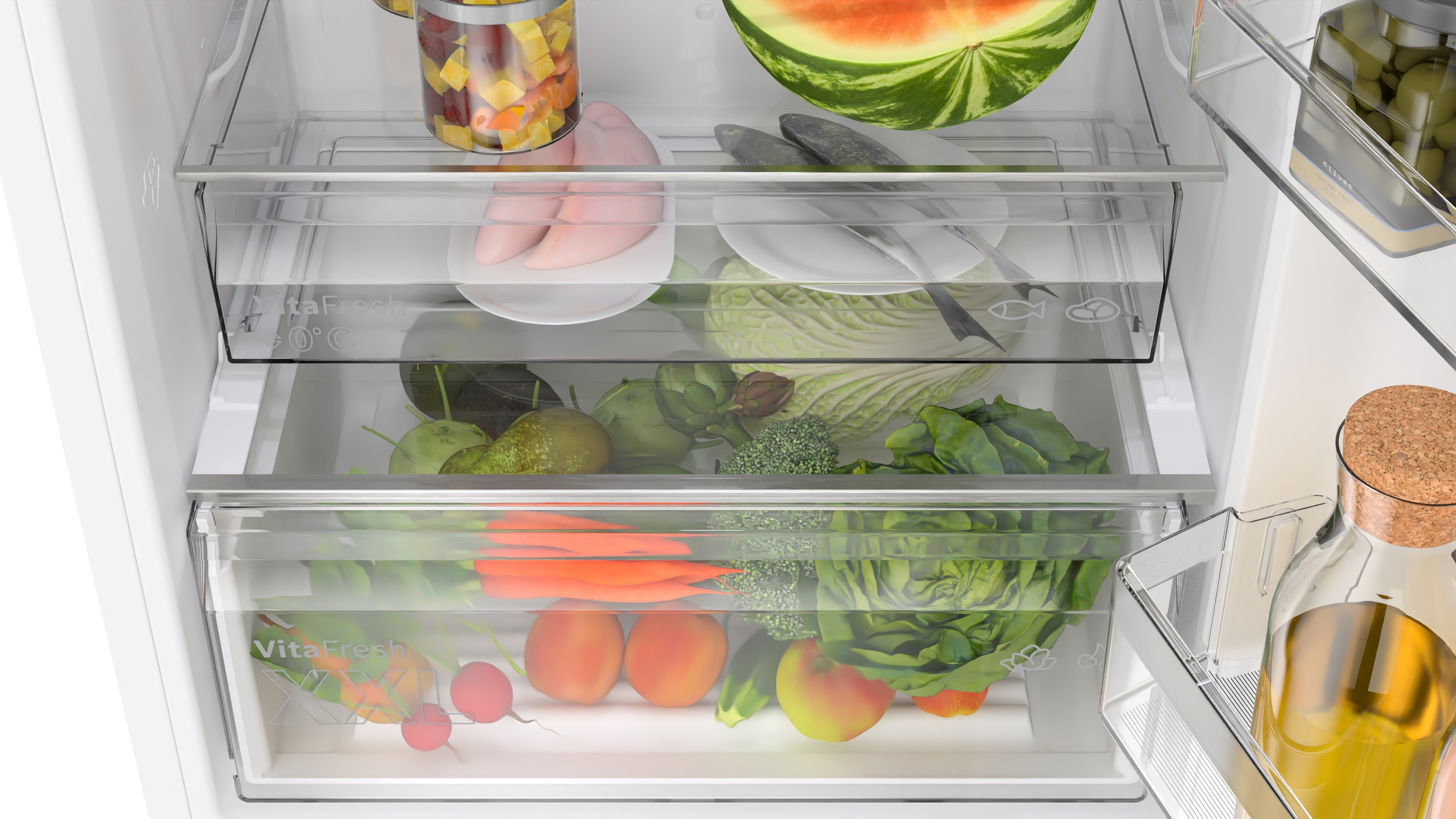 Series 4, free-standing fridge-freezer with freezer at bottom, 203 x 70 cm, White, KGN497WDF