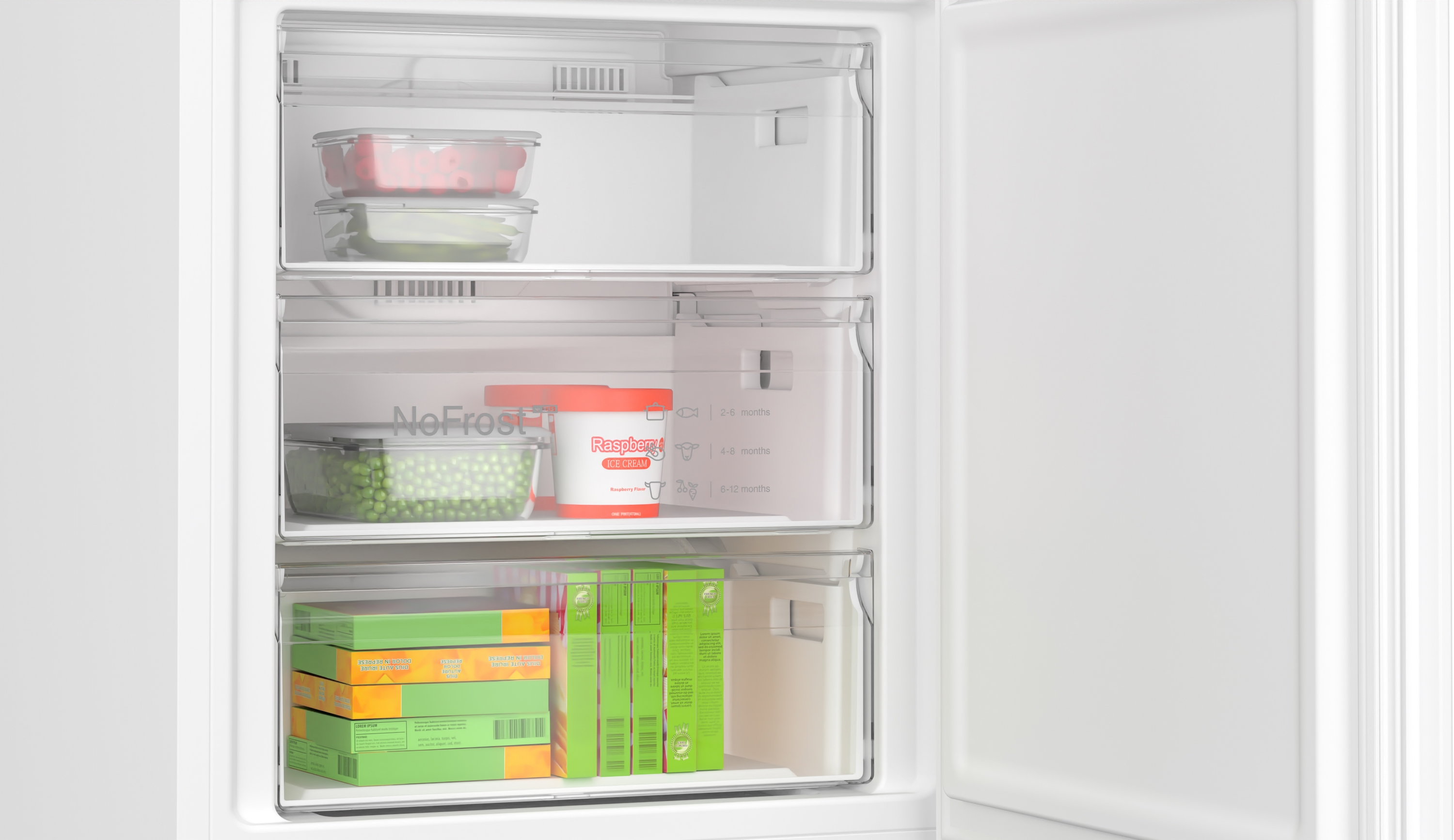 Series 4, free-standing fridge-freezer with freezer at bottom, 203 x 70 cm, White, KGN497WDF