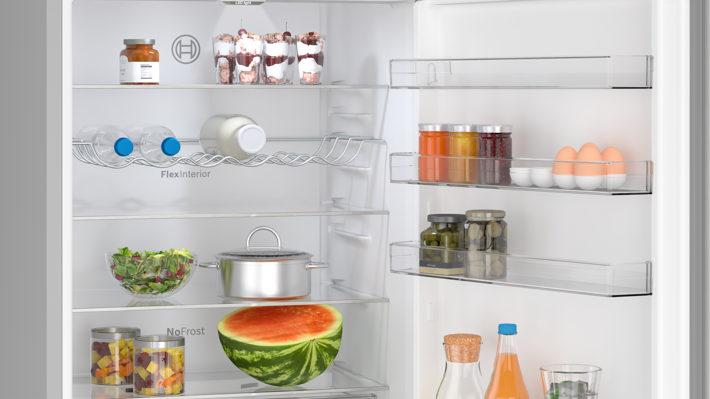Series 4, free-standing fridge-freezer with freezer at bottom, 203 x 70 cm, Stainless steel look, KGN497LDF