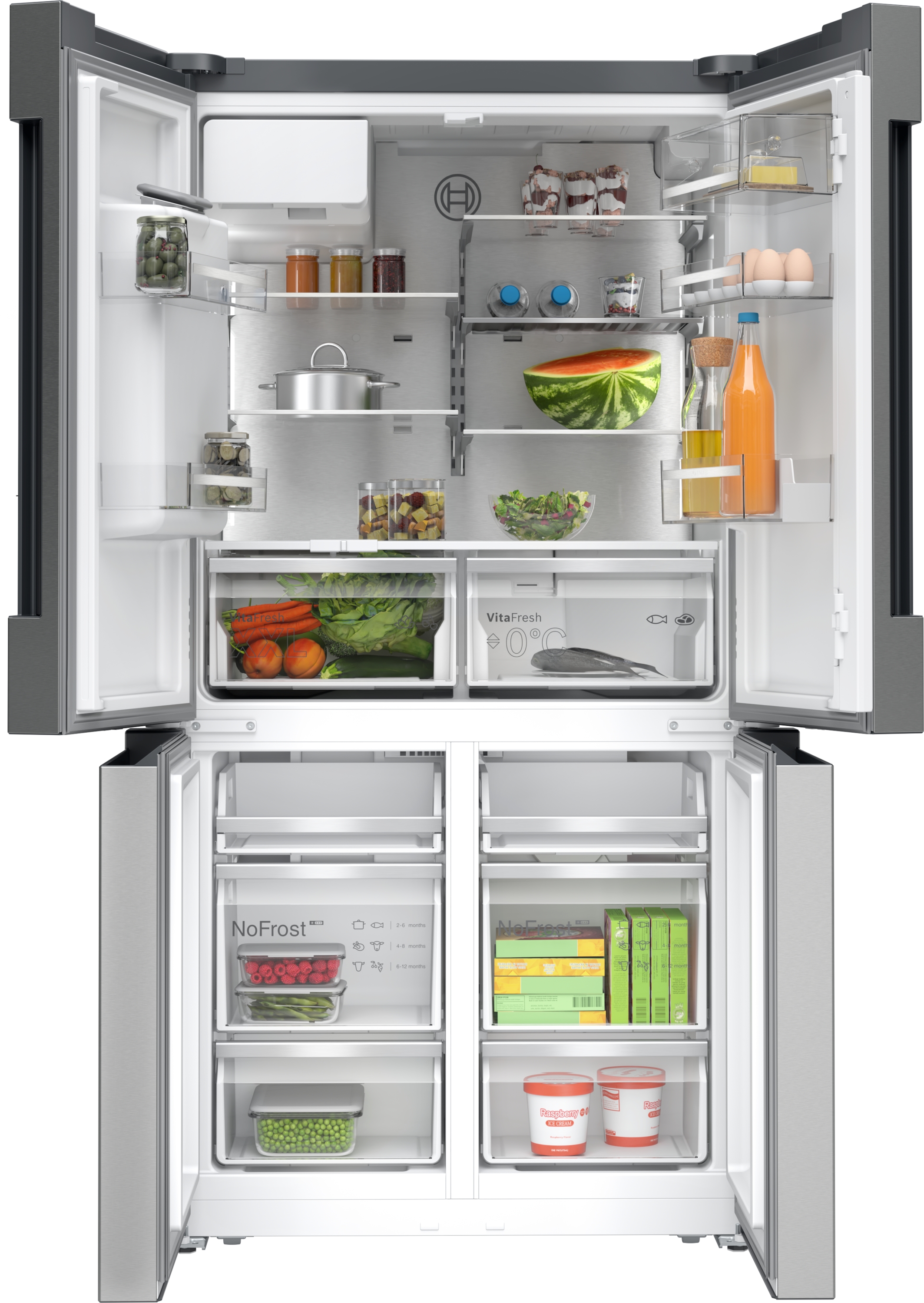 Series 6, French Door Bottom freezer, multi door, 183 x 90.5 cm, Stainless steel (with anti-fingerprint), KFD96APEA