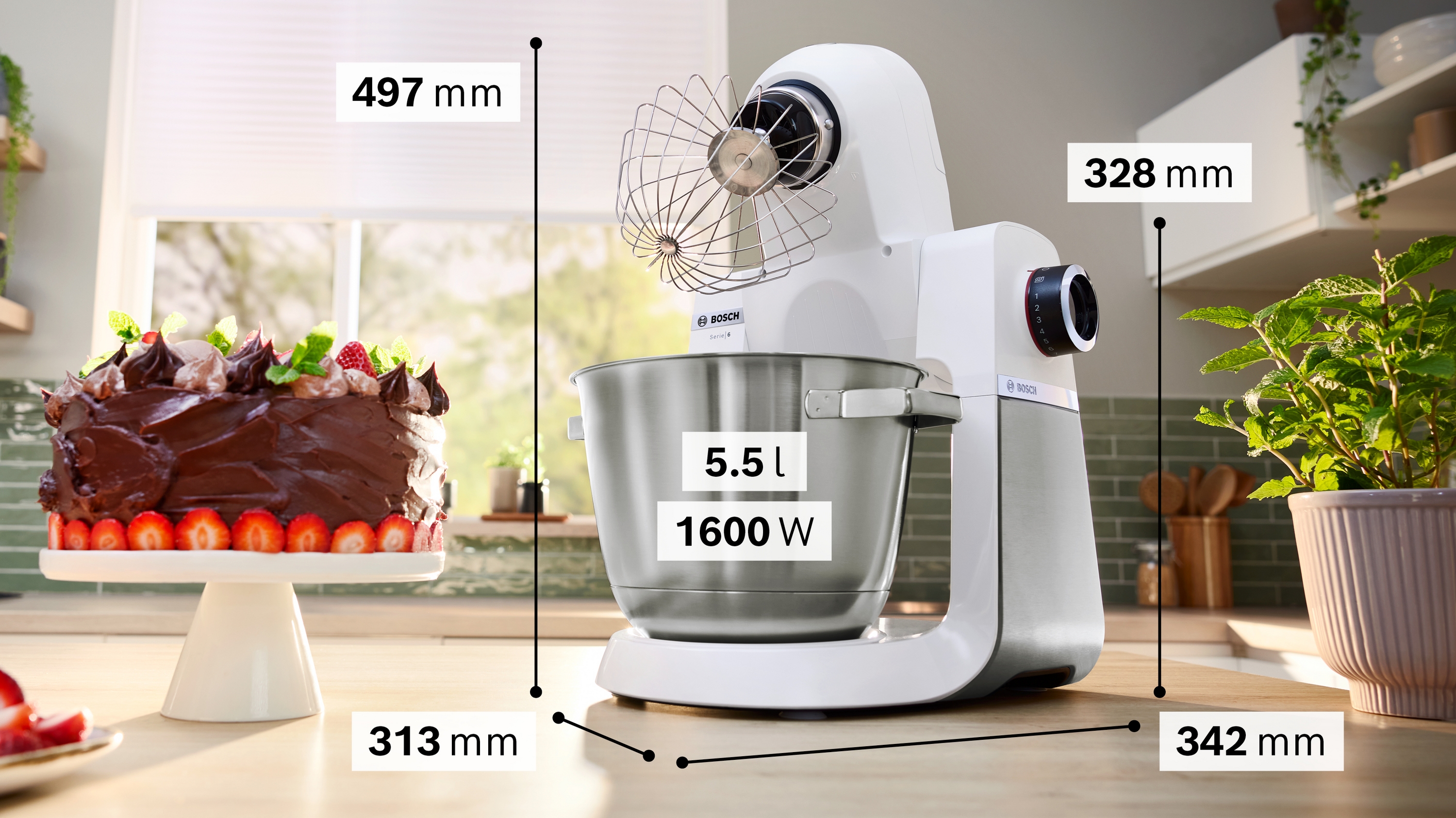 Kuhinjski robot MUM Serija 6 MUMS6EW22 1600 W, Bela, Brušeni nerđajući čelik,