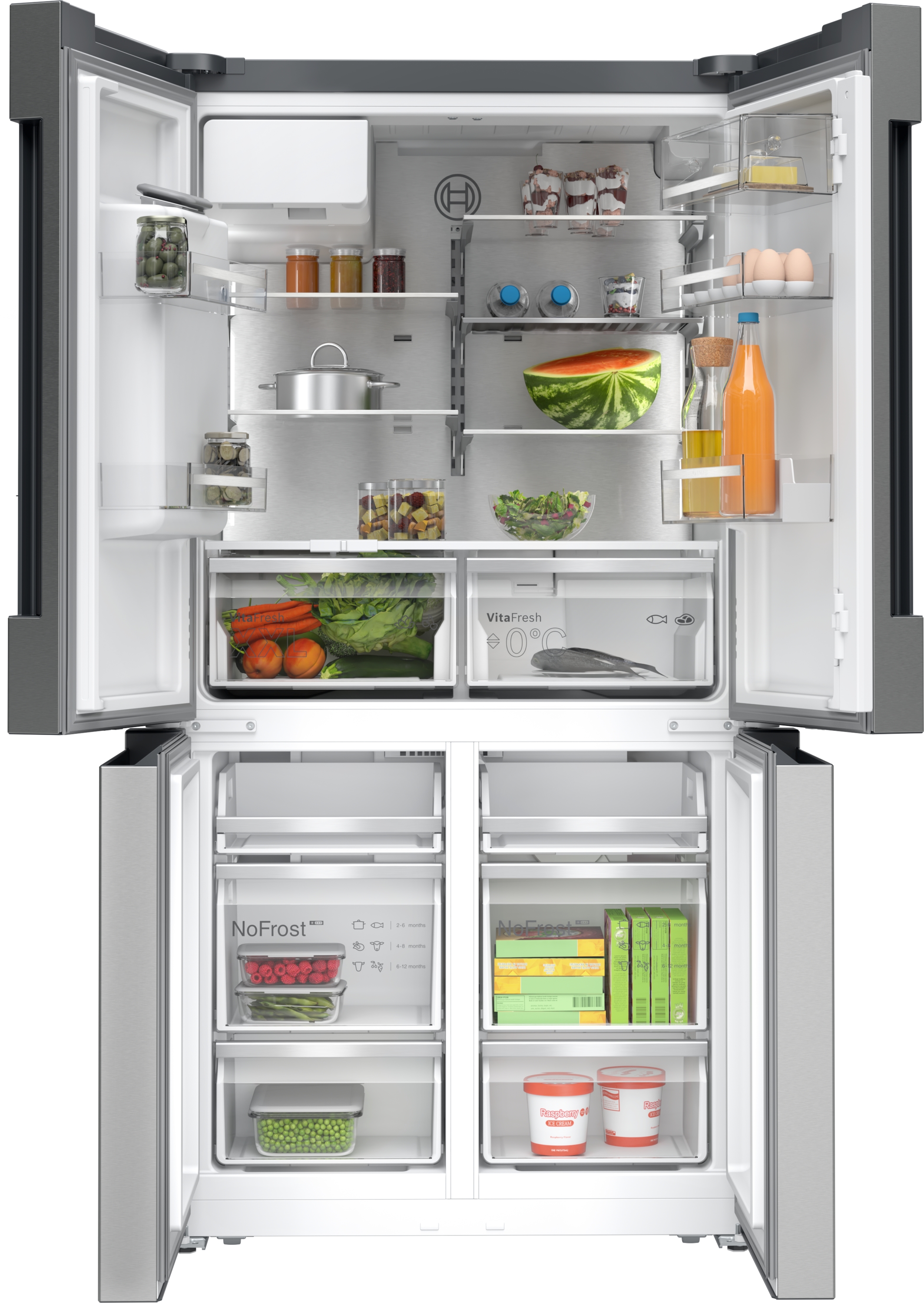 Series 6, French Door Bottom freezer, multi door, 183 x 90.5 cm, Stainless steel (with anti-fingerprint), KFD96APEA