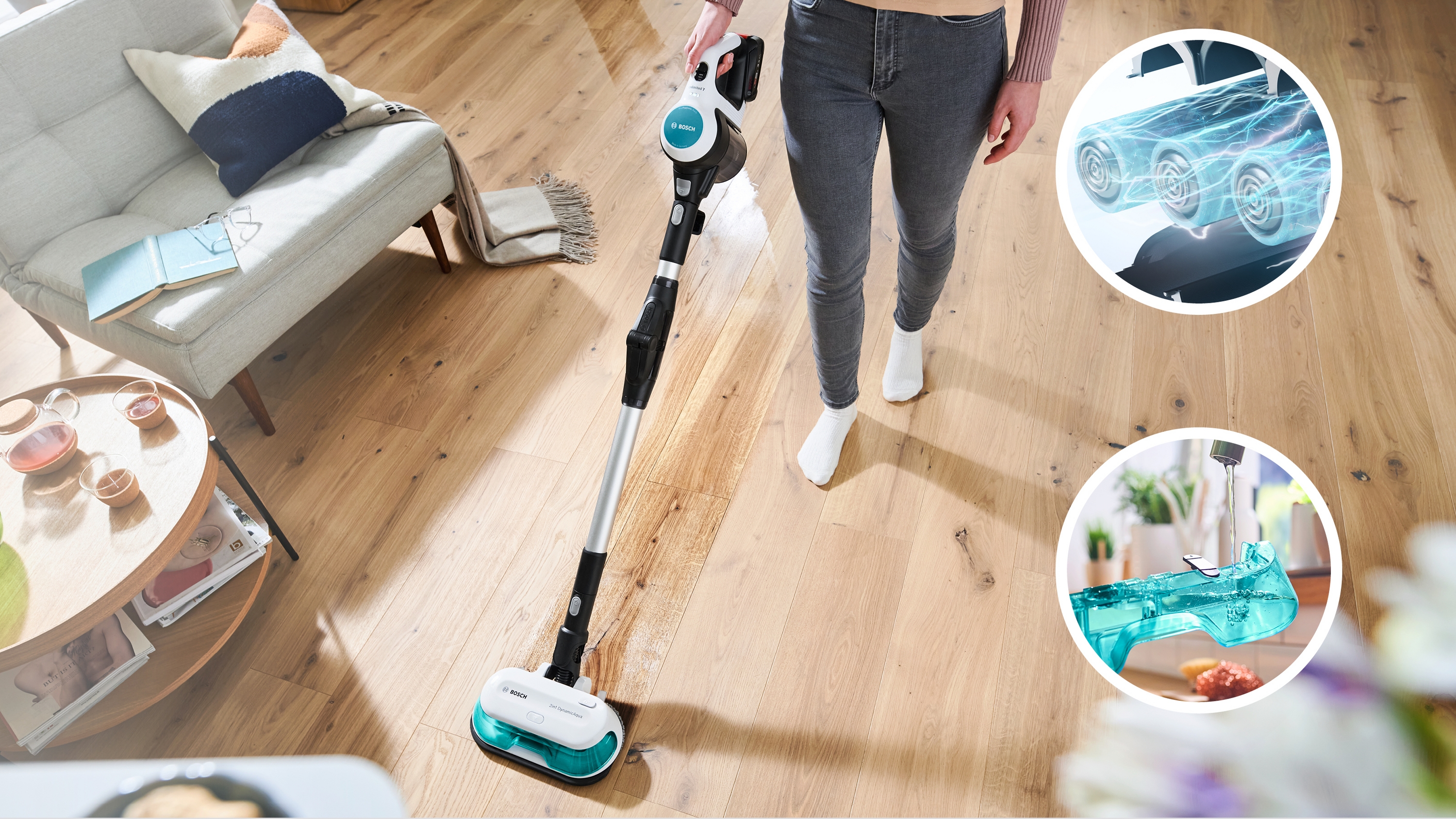 Akumulatorski usisivač, Unlimited 7 ProHygienic Aqua, Bela, BCS712HYG5
