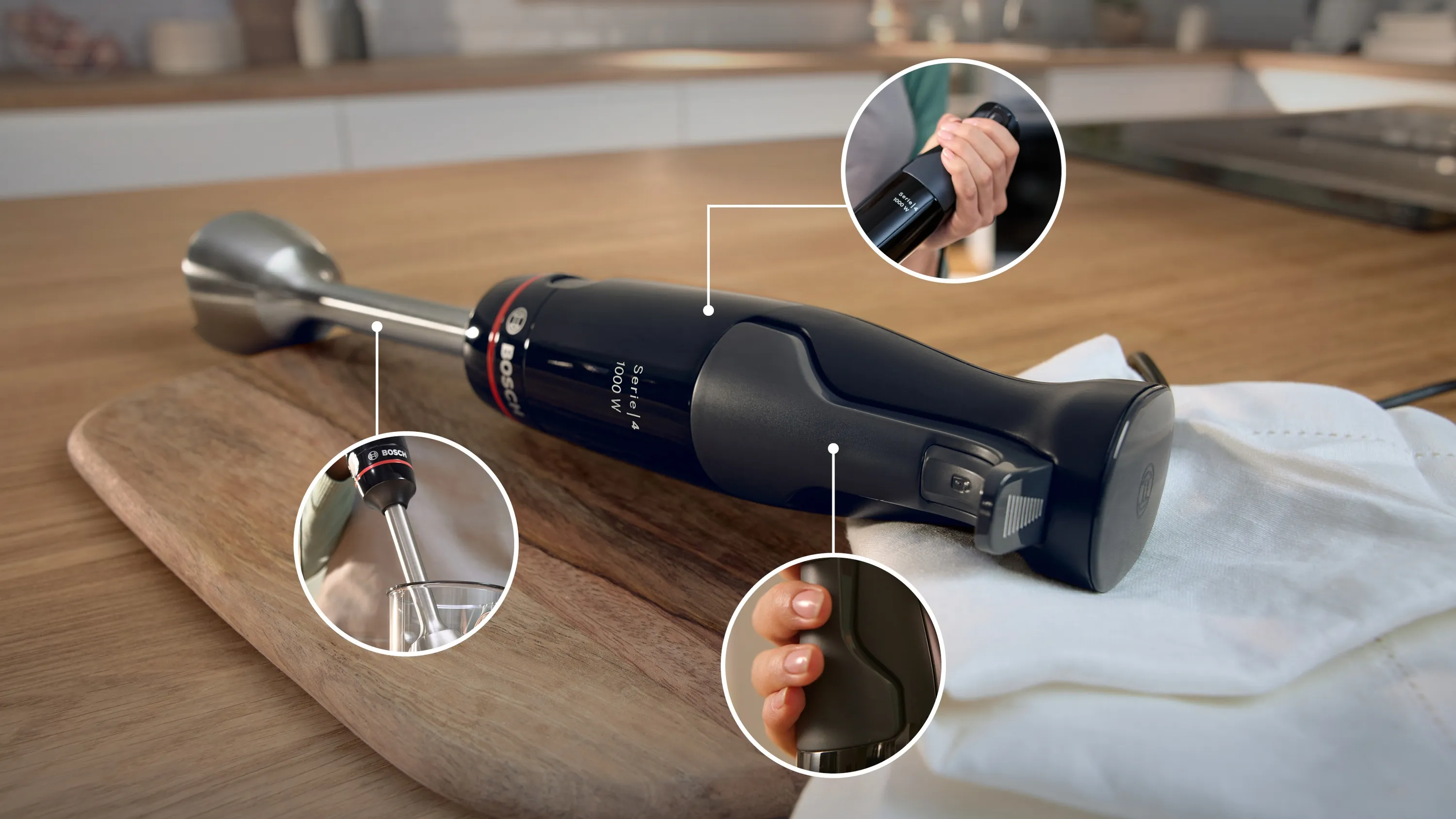 Serija 4, Štapni mikser, ErgoMaster, 1000 W, Crna, Antracit, MSM4B621