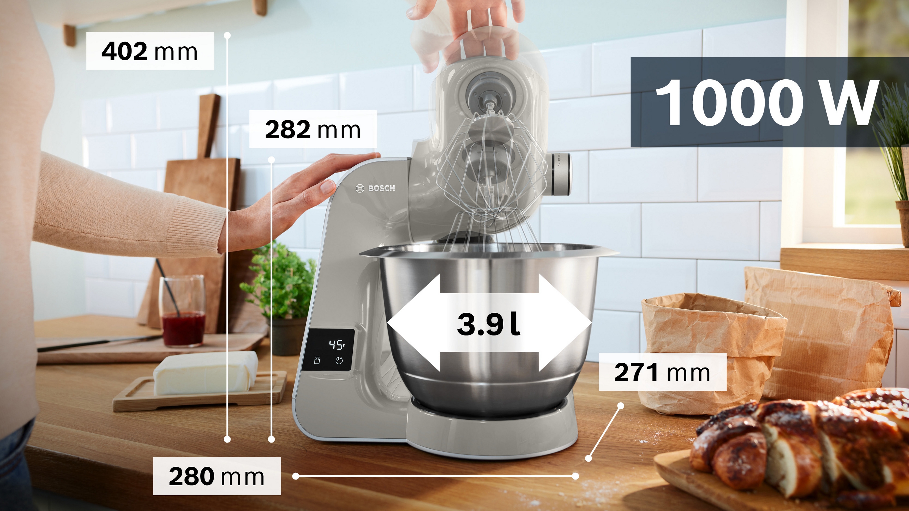 Serija 4, Kuhinjski robot sa integrisanom vagom, MUM 5, 1000 W, Grafit, Siva, MUM5XL72