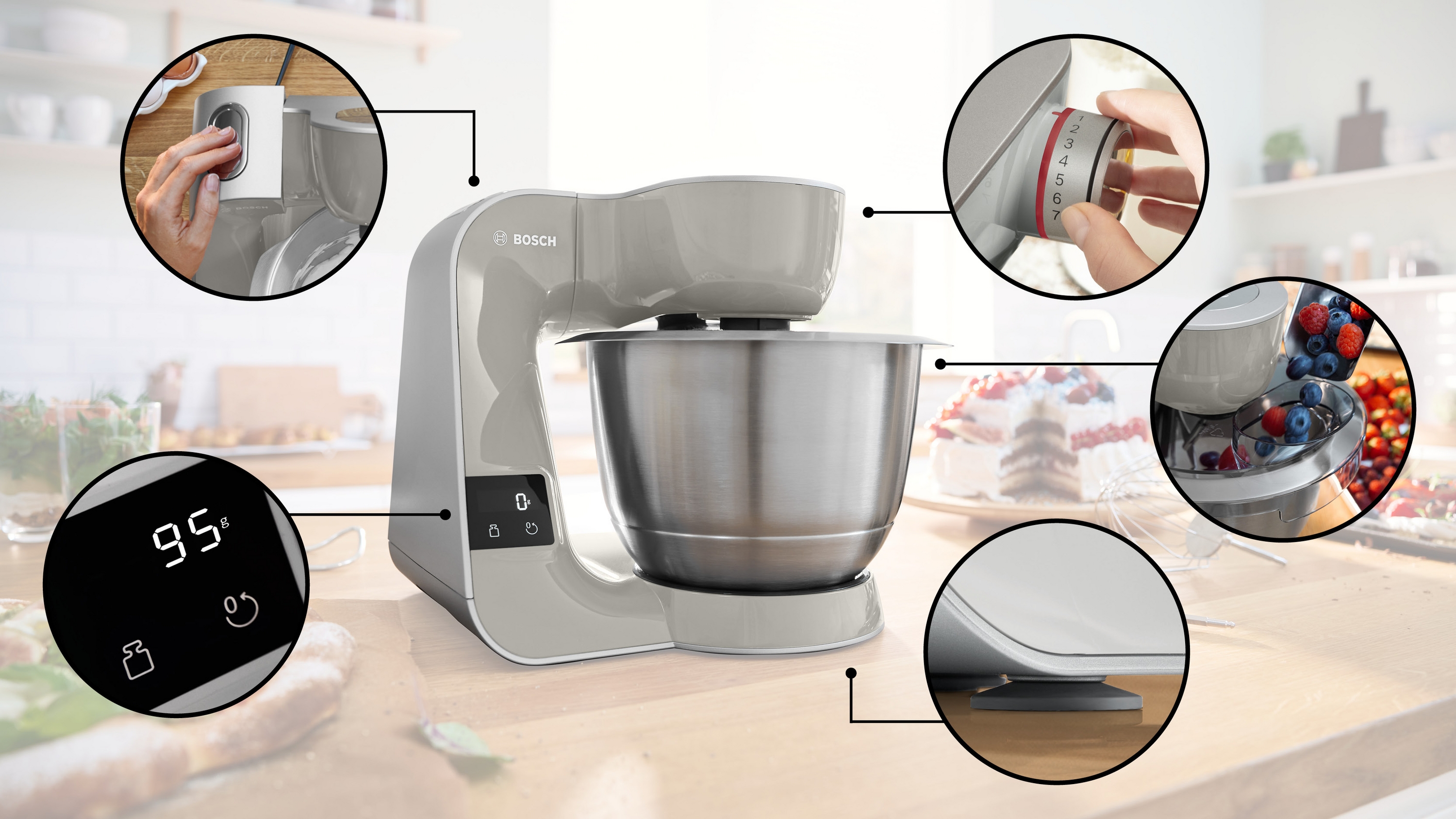 Serija 4, Kuhinjski robot sa integrisanom vagom, MUM 5, 1000 W, Grafit, Siva, MUM5XL72