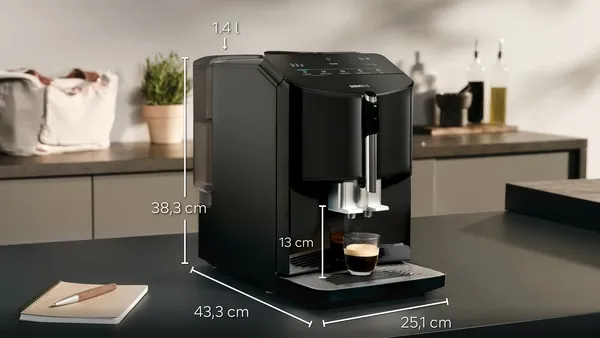 Siemens aparat za espresso kafu TF301E09, Potpuno automatizovani, Titanijum metalik, Nerđajući čelik