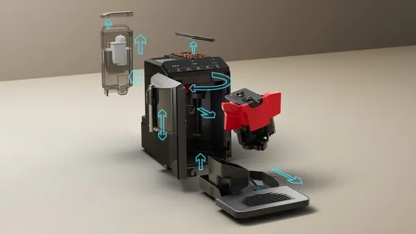 Siemens aparat za espresso kafu TF301E09, Potpuno automatizovani, Titanijum metalik, Nerđajući čelik