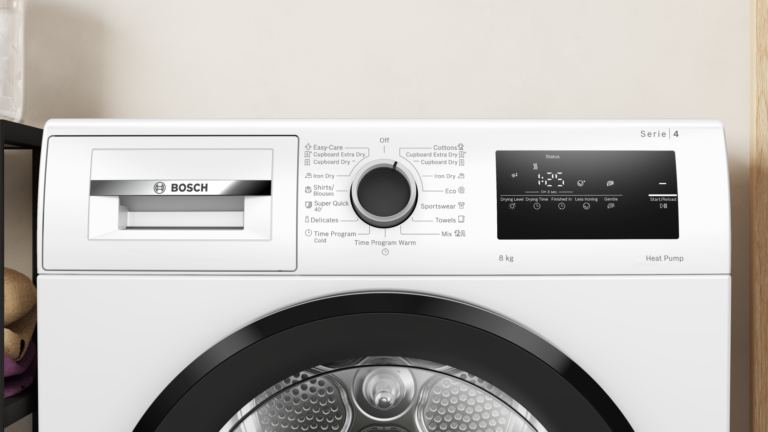 Series 4, heat pump dryer, 8 kg, WTH85221BY