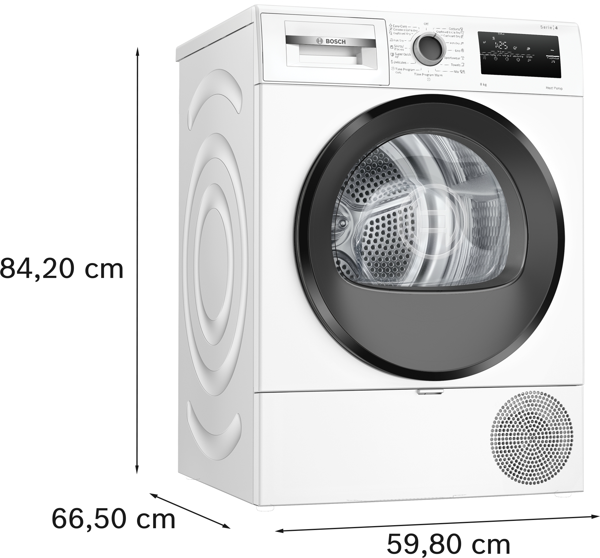 Series 4, heat pump dryer, 8 kg, WTH85221BY