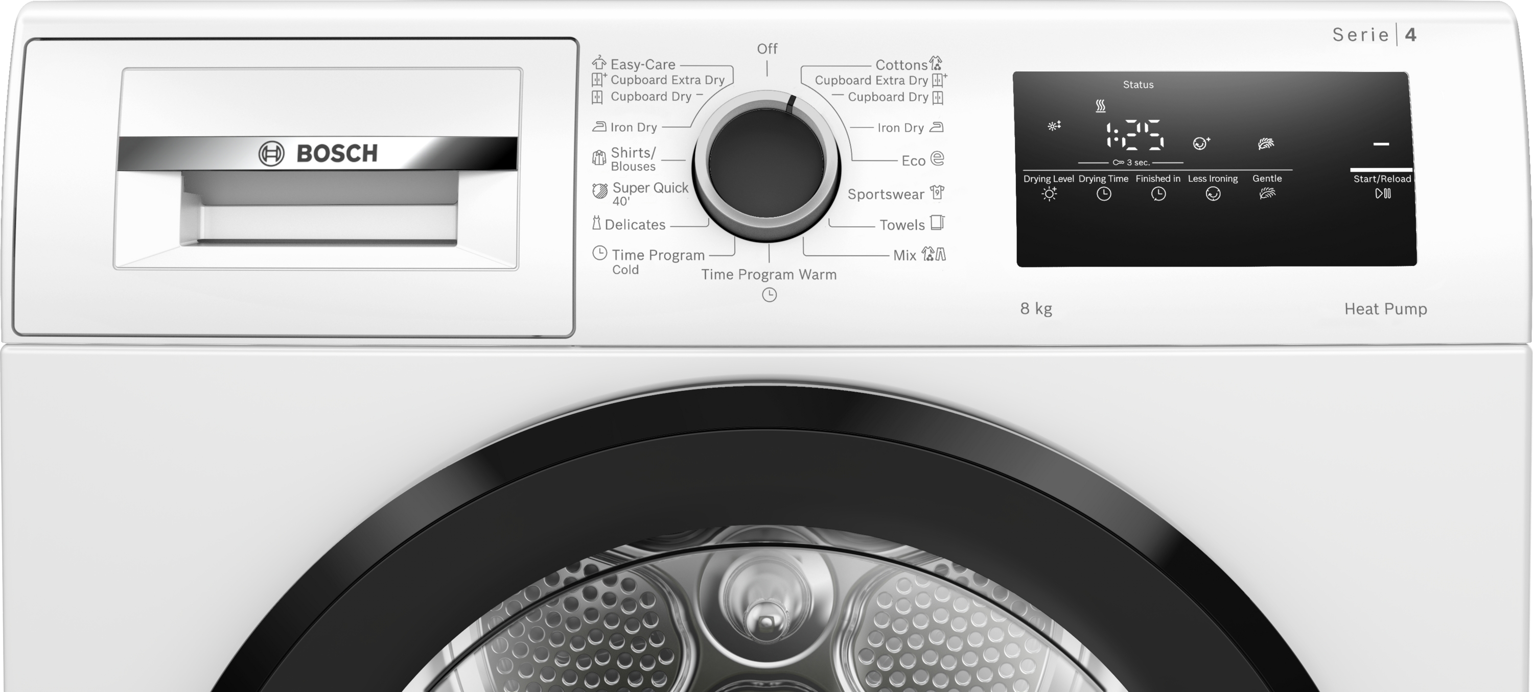 Series 4, heat pump dryer, 8 kg, WTH85221BY