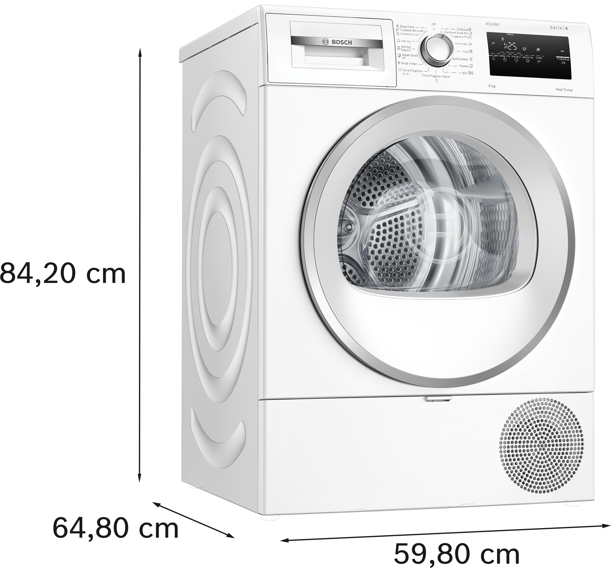 Series 4, heat pump dryer, 8 kg, WTH85293BY