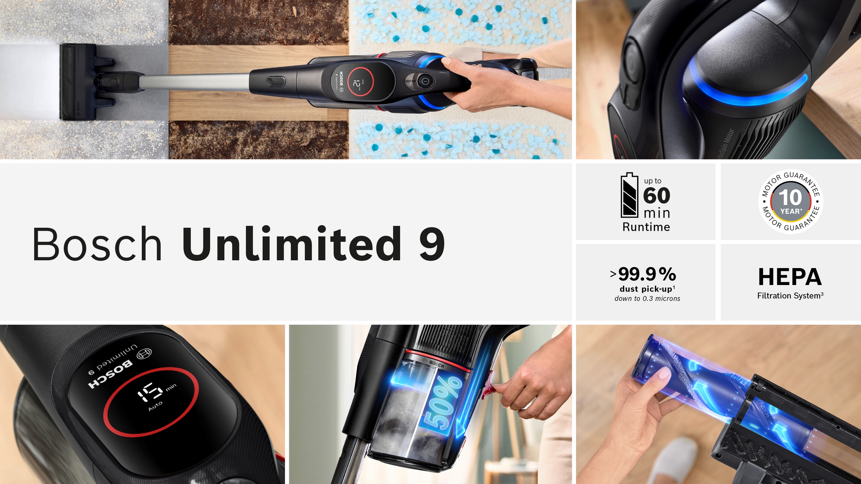 Akumulatorski usisivač, Unlimited 9, Crna, BCS931BQC