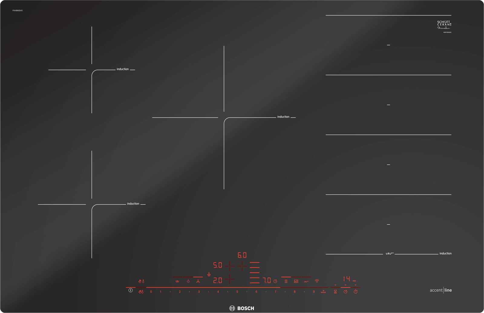 Serija 8, Indukciona ploča za kuvanje, 80 cm, ugradnja u ravni radne ploče, PXV820DV5E