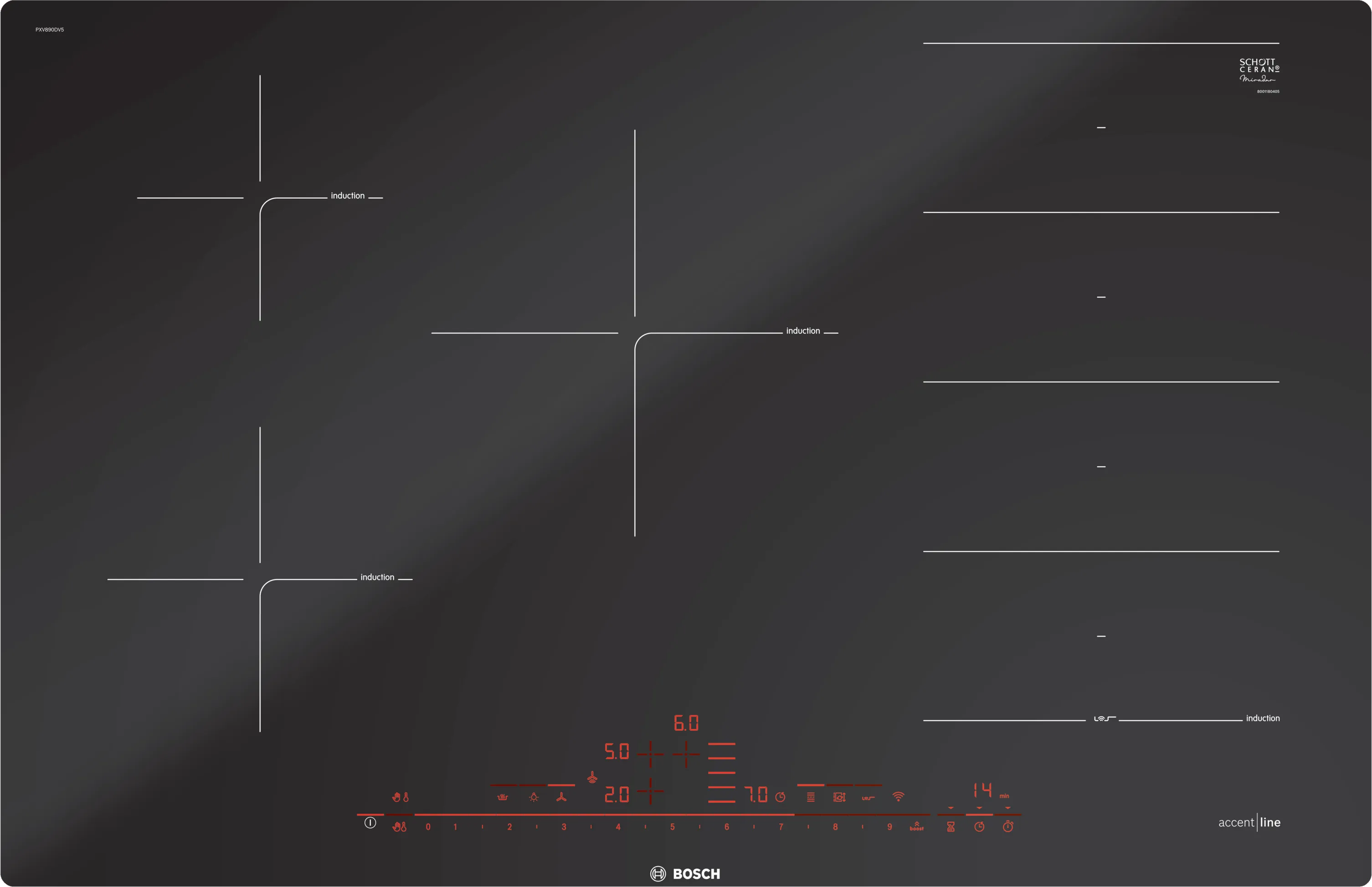 Serija 8, Indukciona ploča za kuvanje, 80 cm, ugradnja u ravni radne ploče, PXV820DV5E