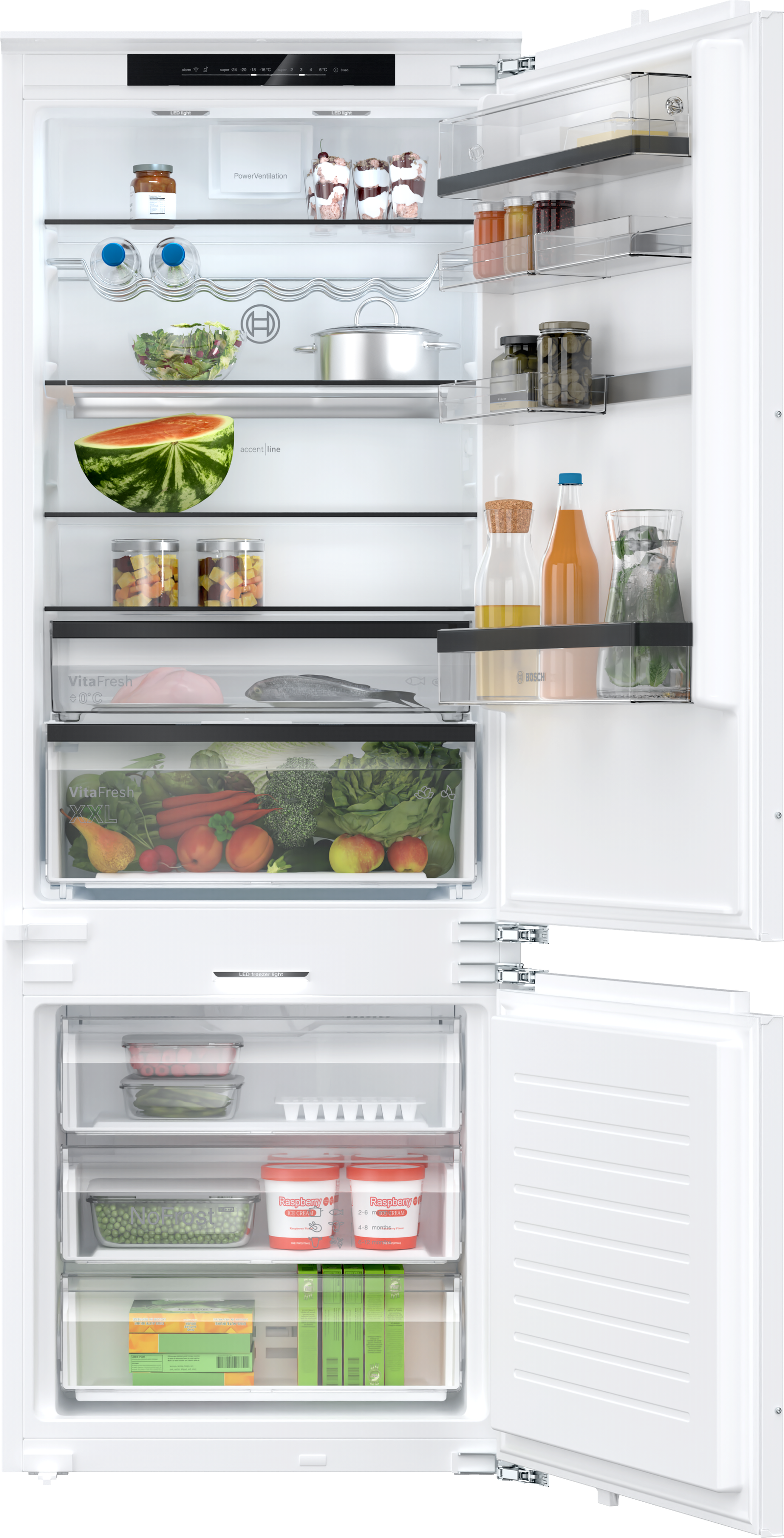 Serija 6, Ugradni frižider sa zamrzivačem dole, 193.5 x 70.8 cm, Fiksna šarka, lagano zatvaranje, KBN96SDD0