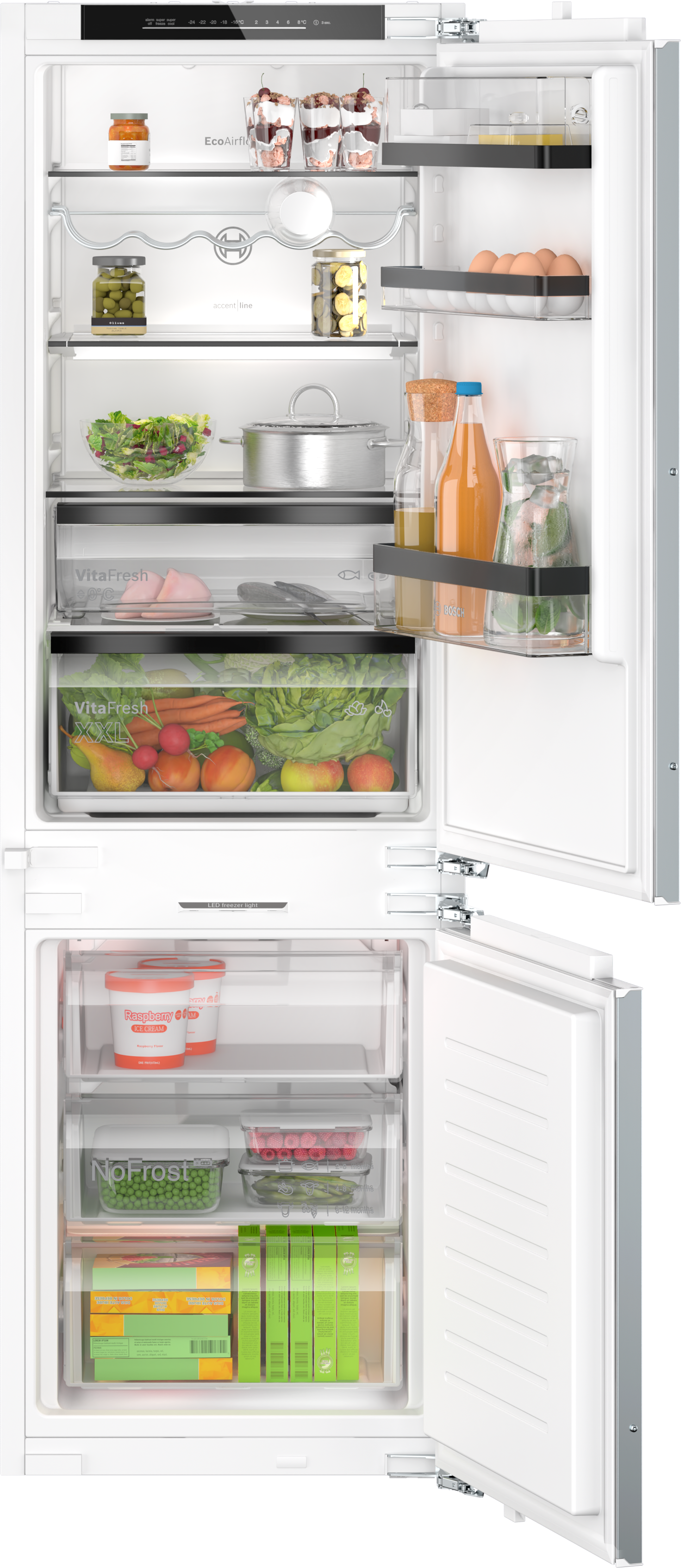 Serija 6, Ugradni frižider sa zamrzivačem dole, 177.2 x 55.8 cm, Fiksna šarka, lagano zatvaranje, KIN86SDD0