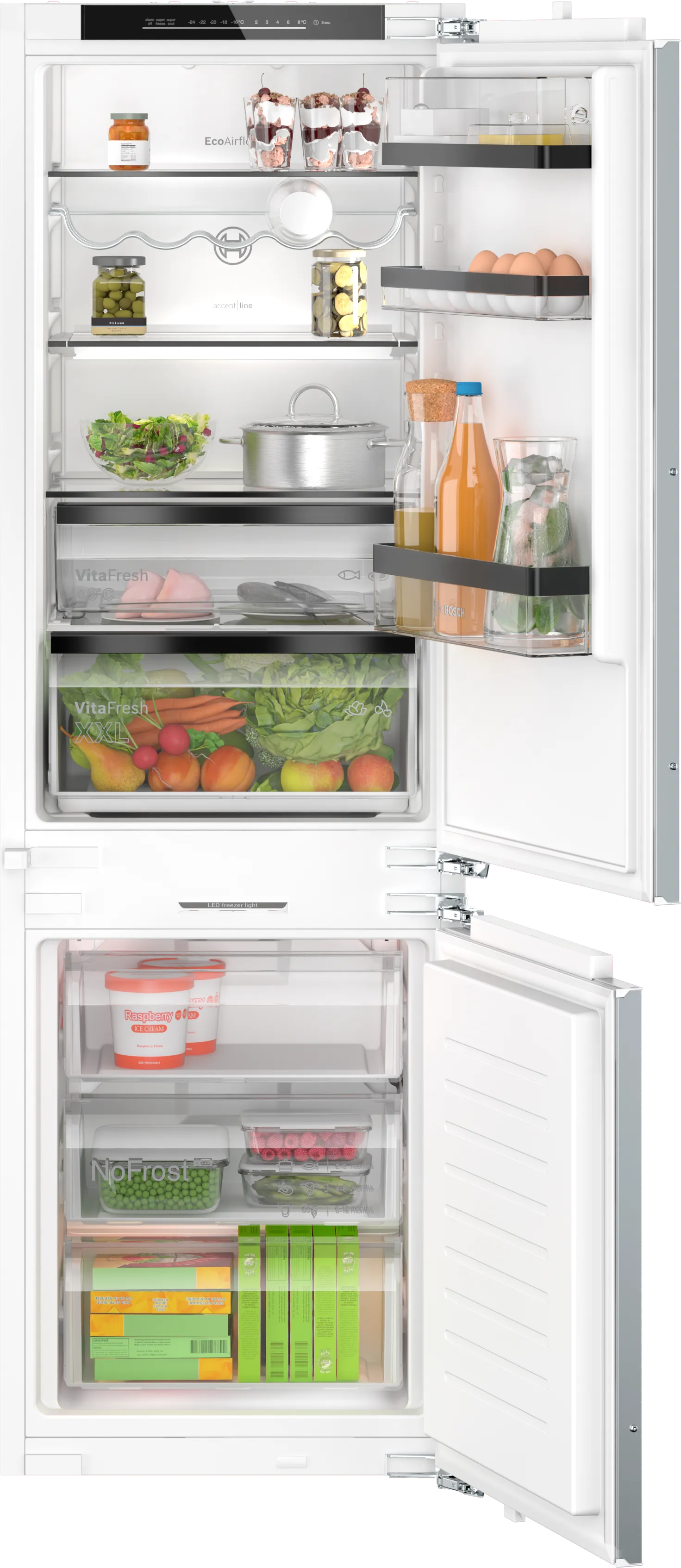 Serija 6, Ugradni frižider sa zamrzivačem dole, 177.2 x 55.8 cm, Fiksna šarka, lagano zatvaranje, KIN86SDD0