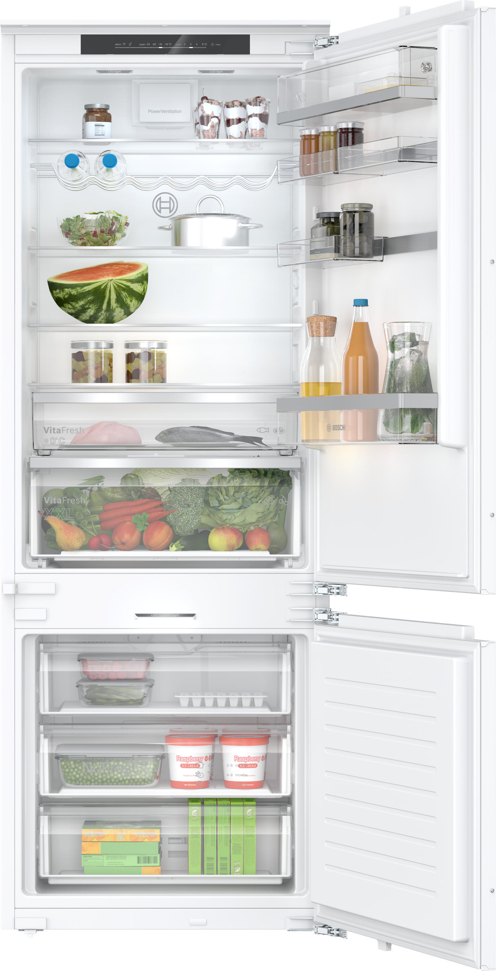 Serija 6, Ugradni frižider sa zamrzivačem dole, 193.5 x 70.8 cm, Fiksna šarka, lagano zatvaranje, KBN96ADD0