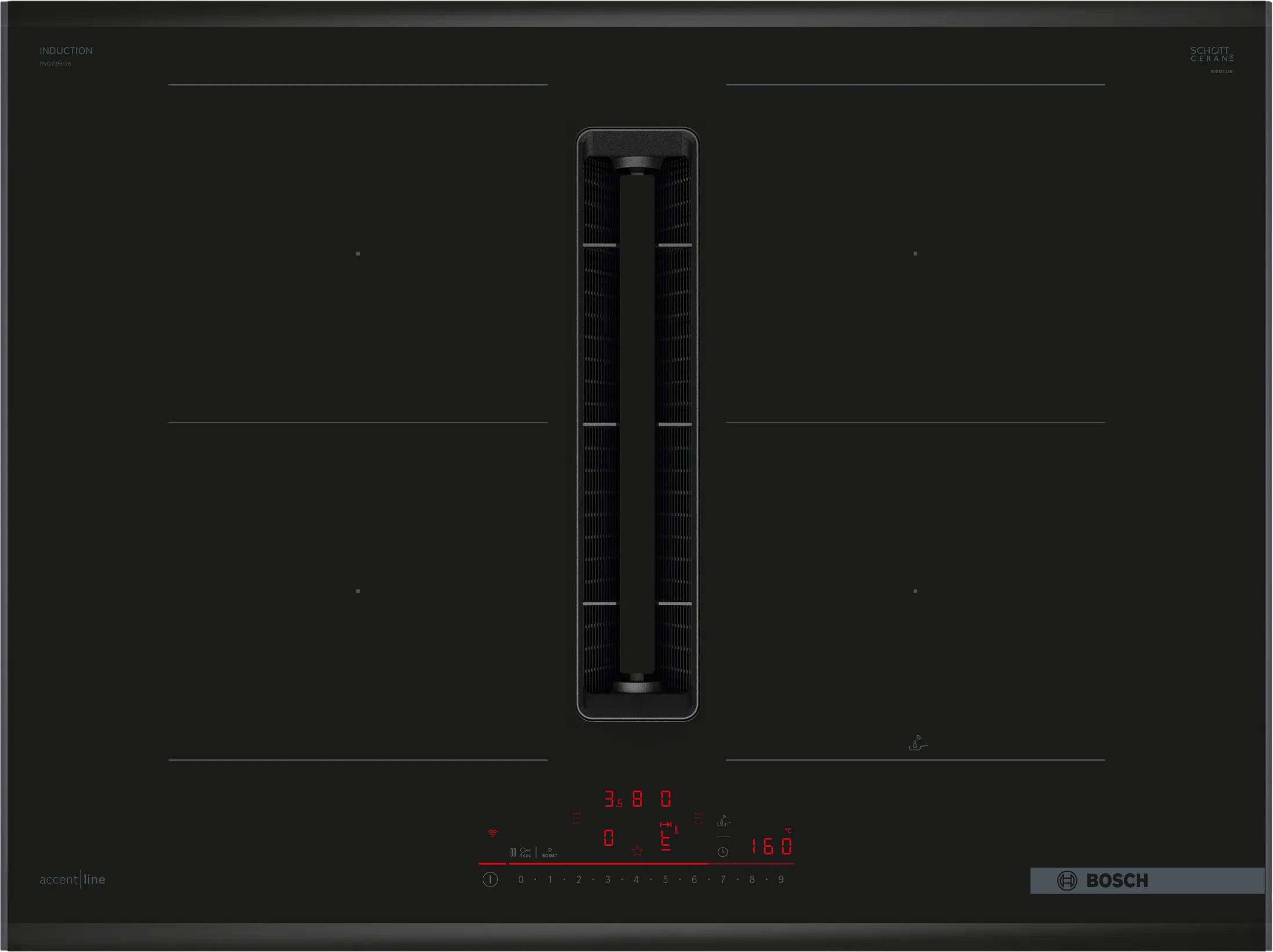 Serija 6, Indukciona ploča za kuvanje sa integrisanim aspiratorom, 70 cm, ugradnja sa okvirom, PVQ795H26E