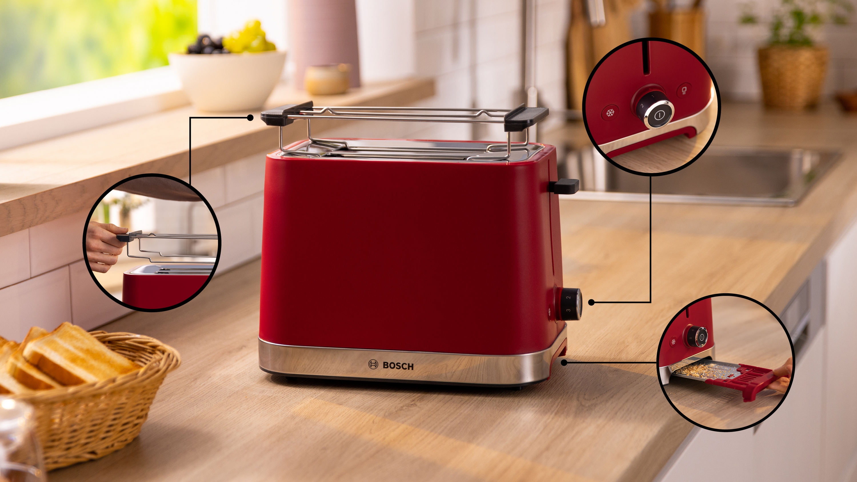 Compact toaster, MyMoment, Red, TAT4M224