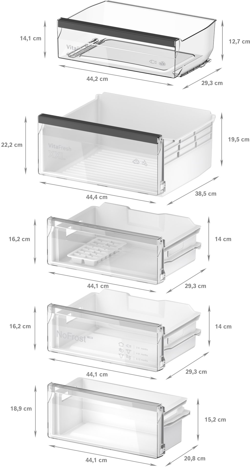 Serija 4, Ugradni frižider sa zamrzivačem dole, 193.5 x 55.8 cm, Fiksna šarka, KIN96SFD0
