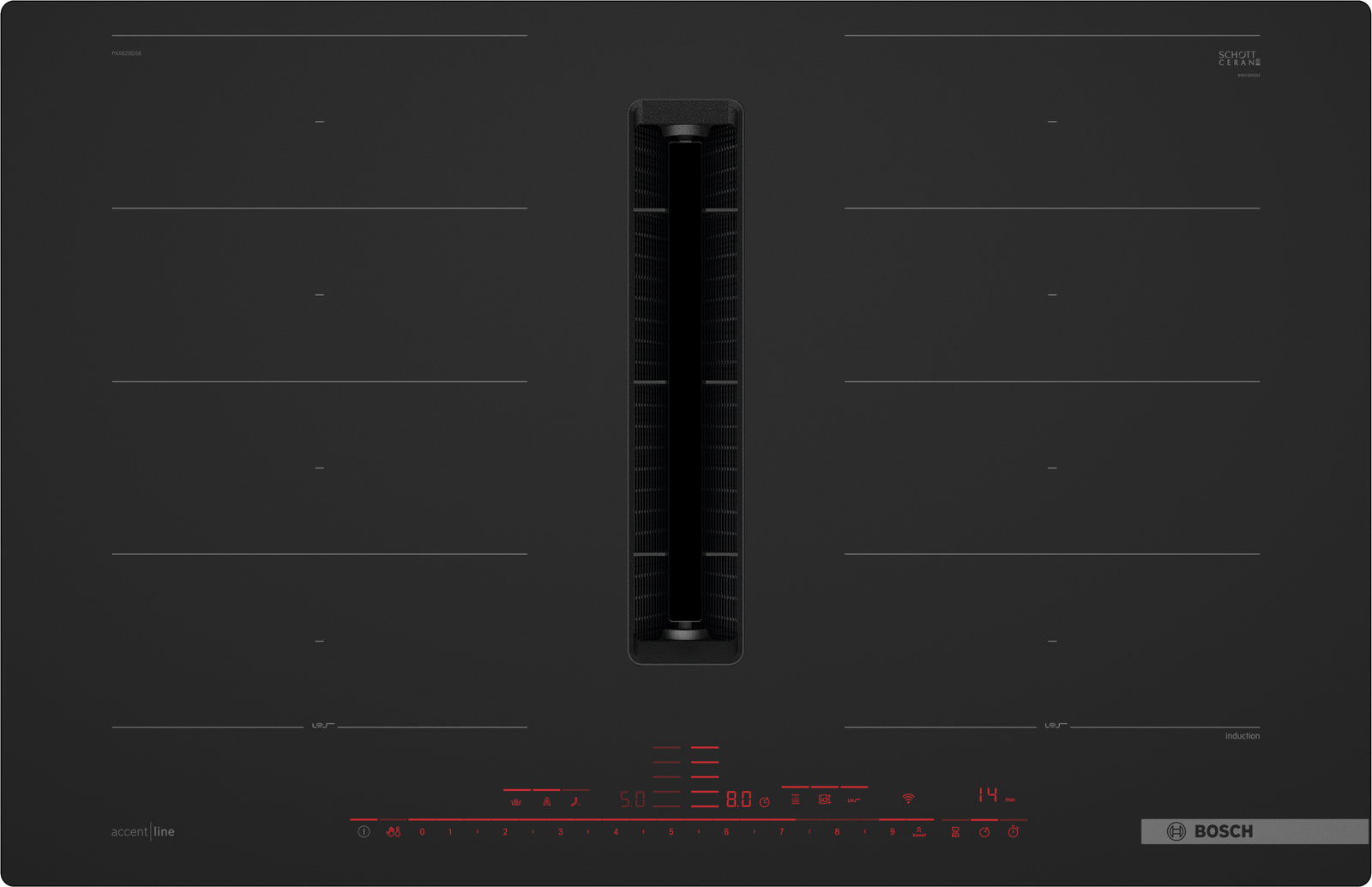 Serija 8, Indukciona ploča za kuvanje sa integrisanim aspiratorom, 80 cm, Plavo crna, ugradnja u ravni radne ploče, PXX82BD56E