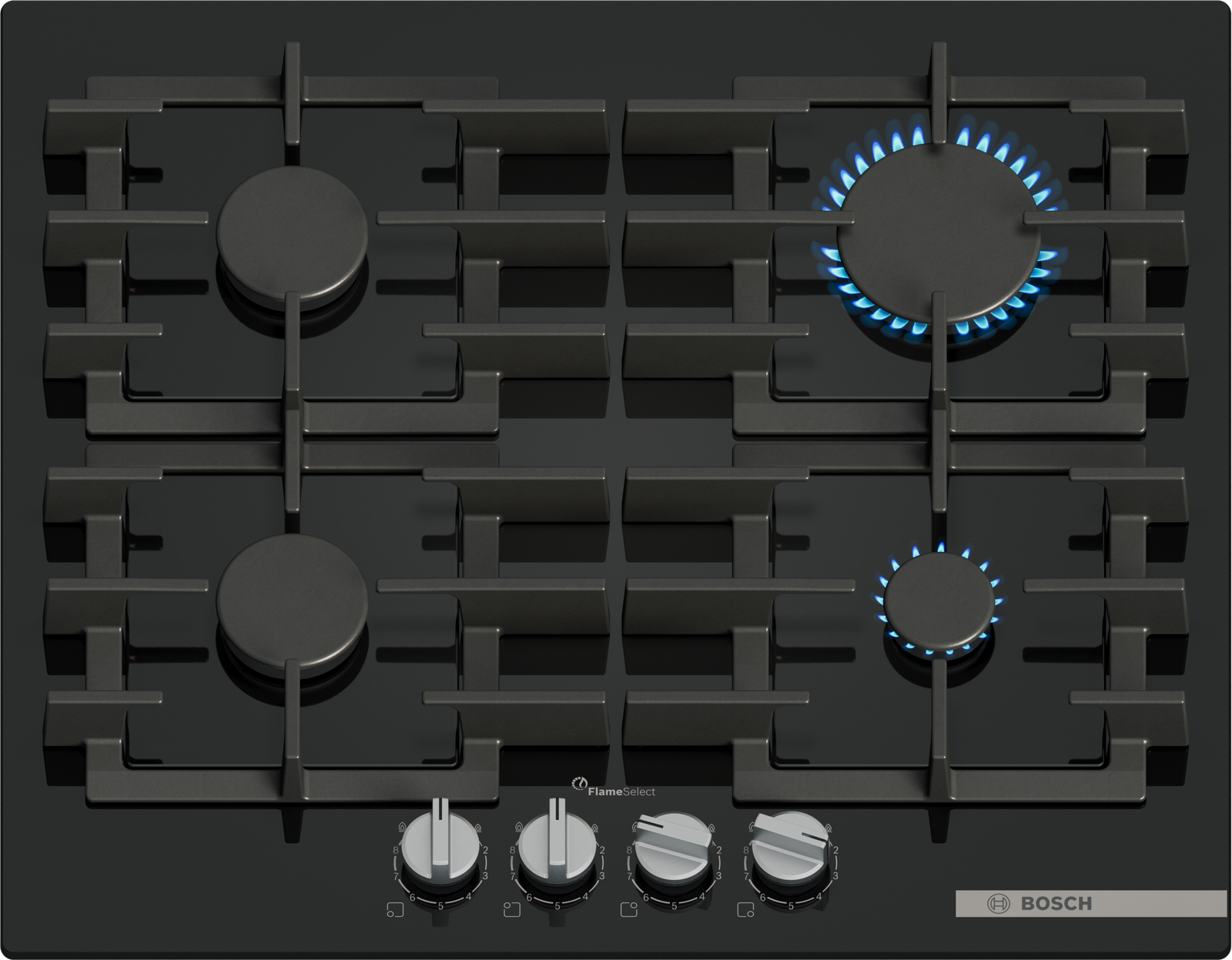 Serija 6, Plinska ploča za kuvanje, 60 cm, Kaljeno staklo, Crna, PPP6A6I40