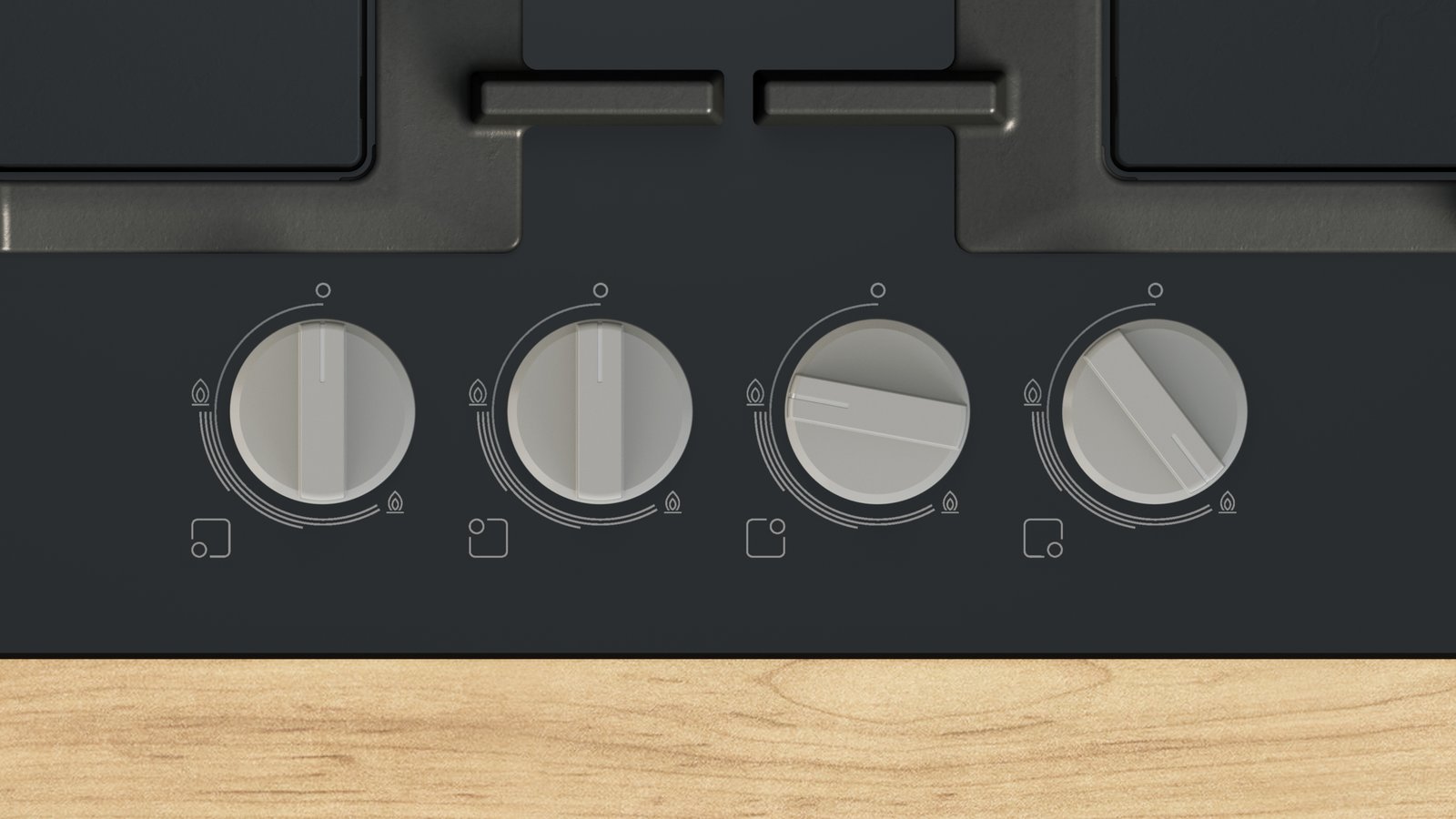 Serija 4, Plinska ploča za kuvanje, 60 cm, Kaljeno staklo, Crna, PNP6B6K40