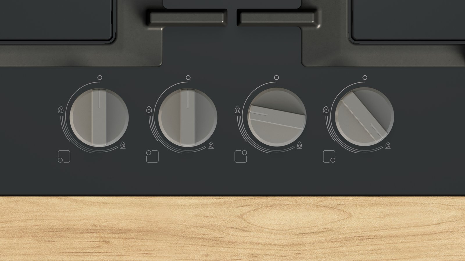 Serija 4, Plinska ploča za kuvanje, 60 cm, Kaljeno staklo, Crna, PNH6B6K40