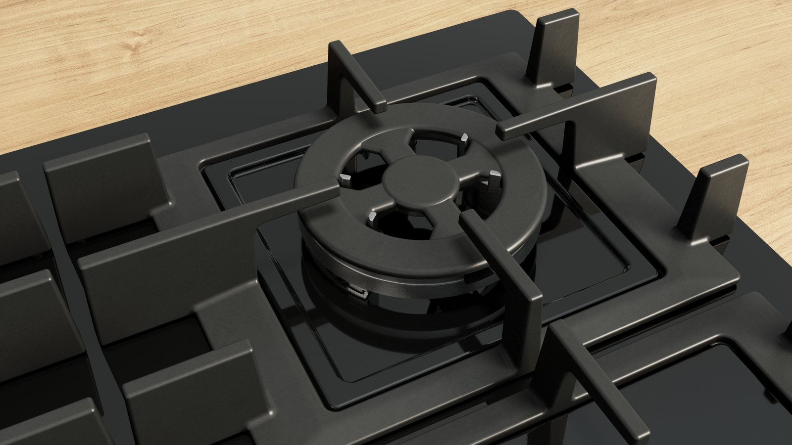 Serija 4, Plinska ploča za kuvanje, 60 cm, Kaljeno staklo, Crna, PNH6B6K40