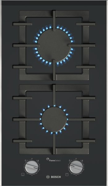 Serija 8, Domino plinska ploča za kuvanje, 30 cm, na keramici, Crna, PRB3A6I40