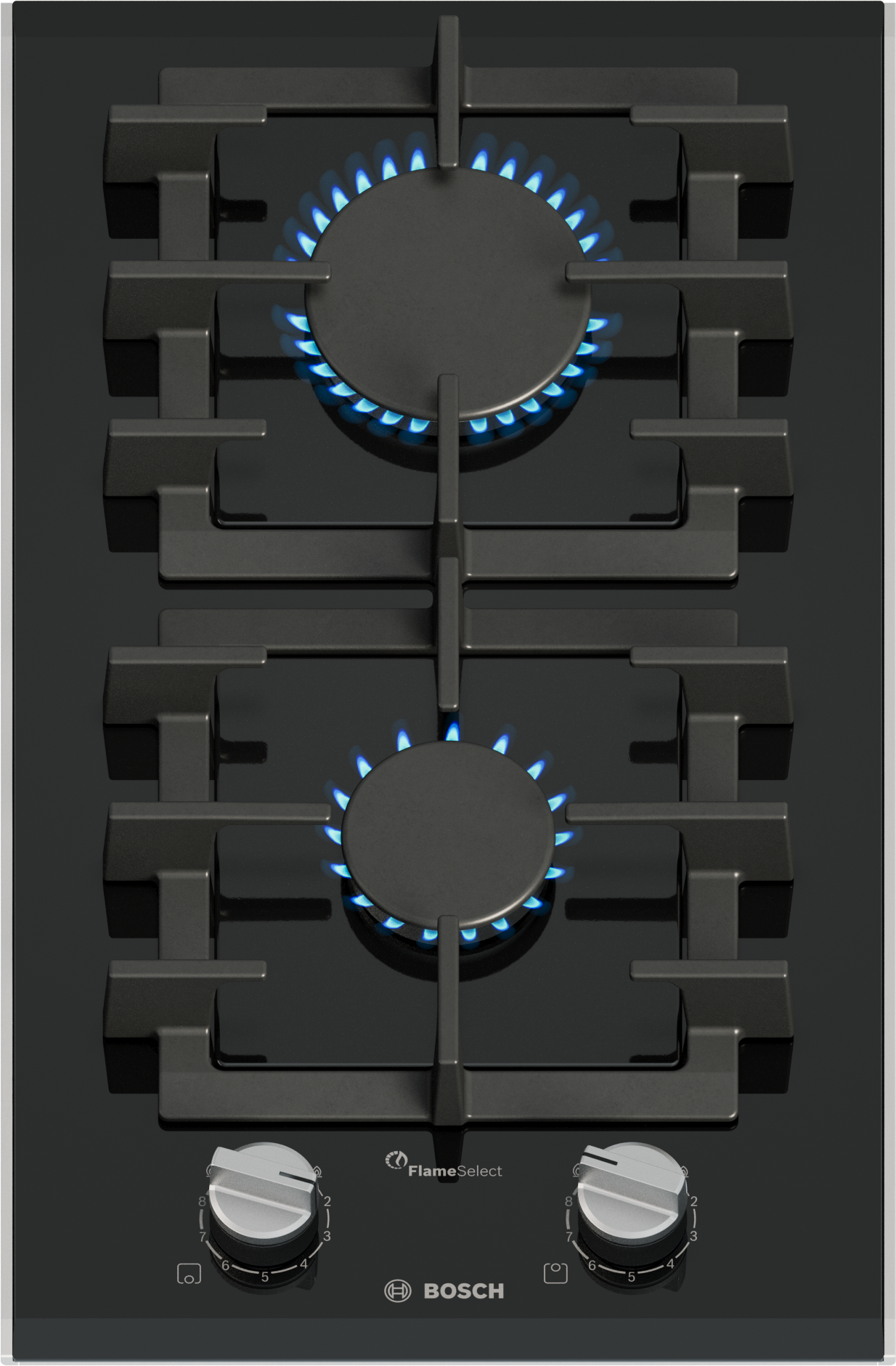 Serija 8, Domino plinska ploča za kuvanje, 30 cm, na keramici, Crna, PRB3A6I40
