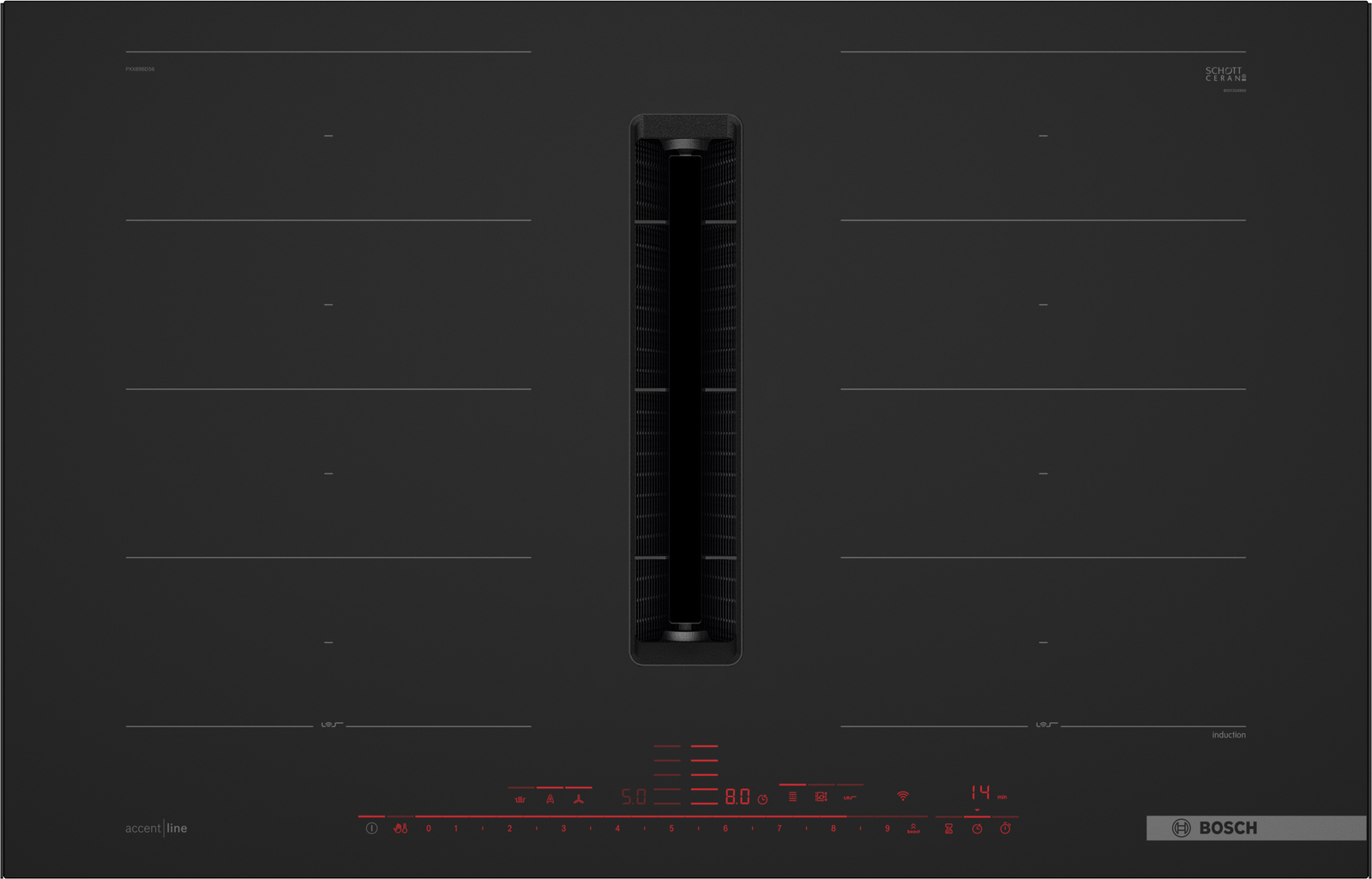 Serija 8, Indukciona ploča za kuvanje sa integrisanim aspiratorom, 80 cm, Plavo crna, ugradnja sa okvirom, PXX89BD56E