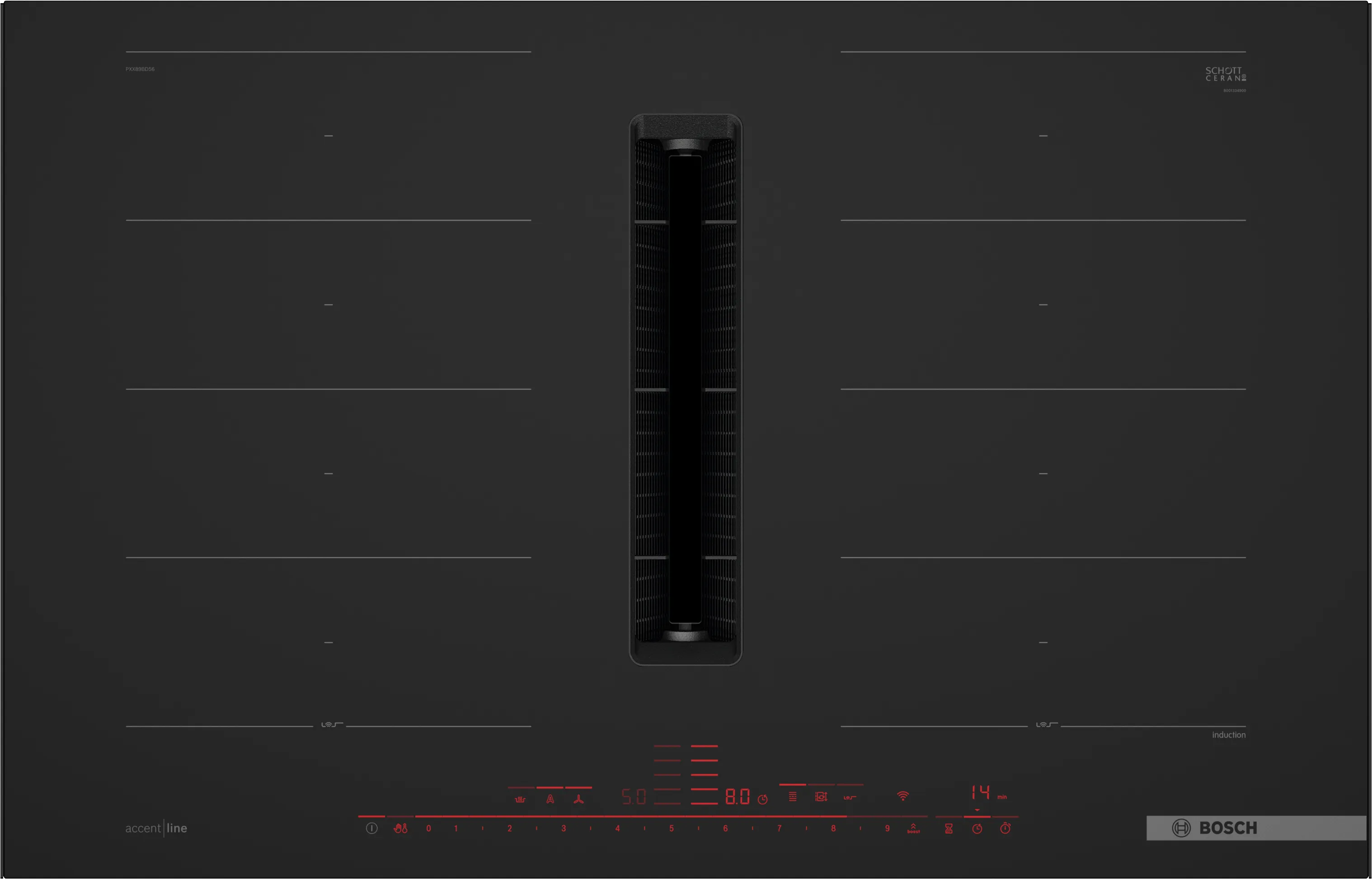 Serija 8, Indukciona ploča za kuvanje sa integrisanim aspiratorom, 80 cm, Plavo crna, ugradnja sa okvirom, PXX89BD56E