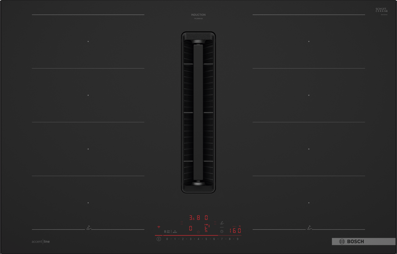 Serija 6, Indukciona ploča za kuvanje sa integrisanim aspiratorom, 80 cm, Plavo crna, ugradnja sa okvirom, PXL89BH26E