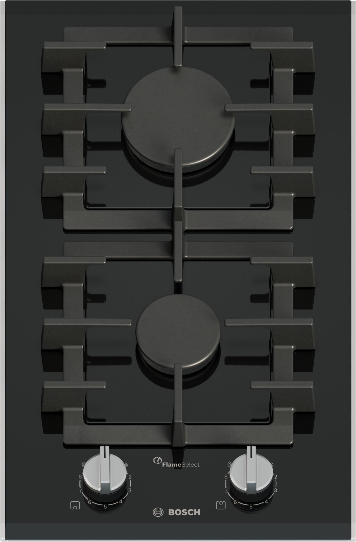 Serija 8, Domino plinska ploča za kuvanje, 30 cm, na keramici, Crna, PRB3A6I40