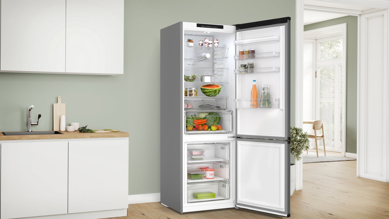 Serija 4, Samostojeći frižider sa zamrzivačem dole, 203 x 70 cm, Liveno gvožđe, Green Collection, Total No Frost, KGN49OCAF