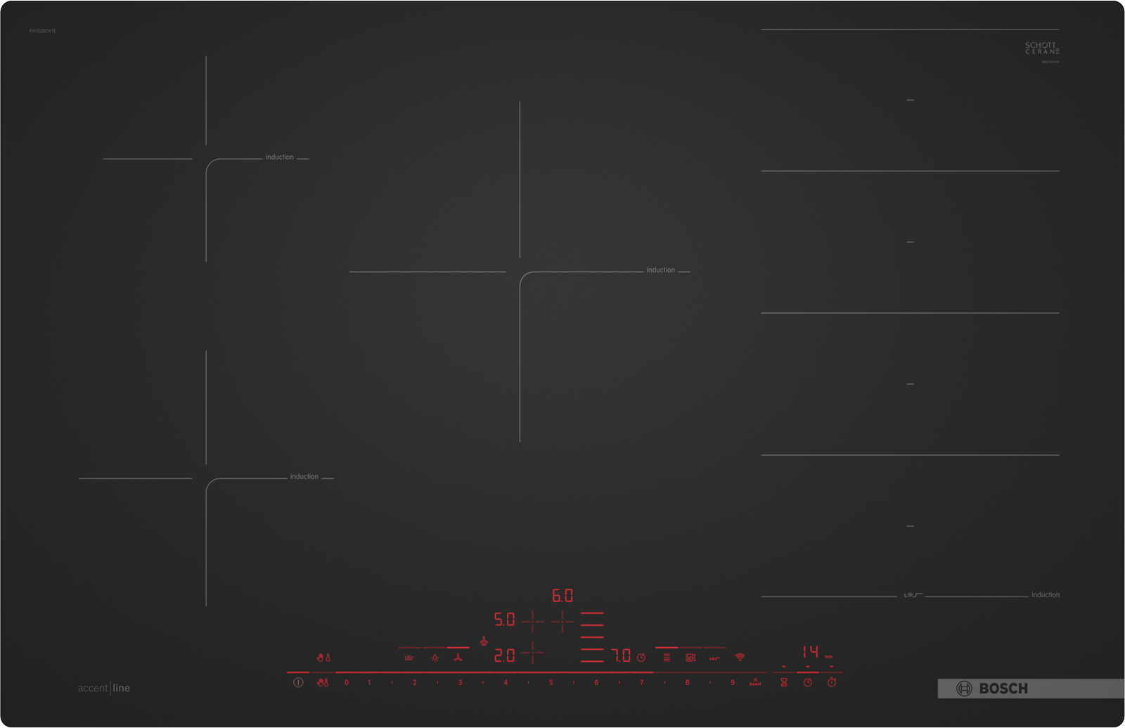 Serija 8, Indukciona ploča za kuvanje, 80 cm, Plavo crna, ugradnja u ravni radne ploče, PXV82BDV1E