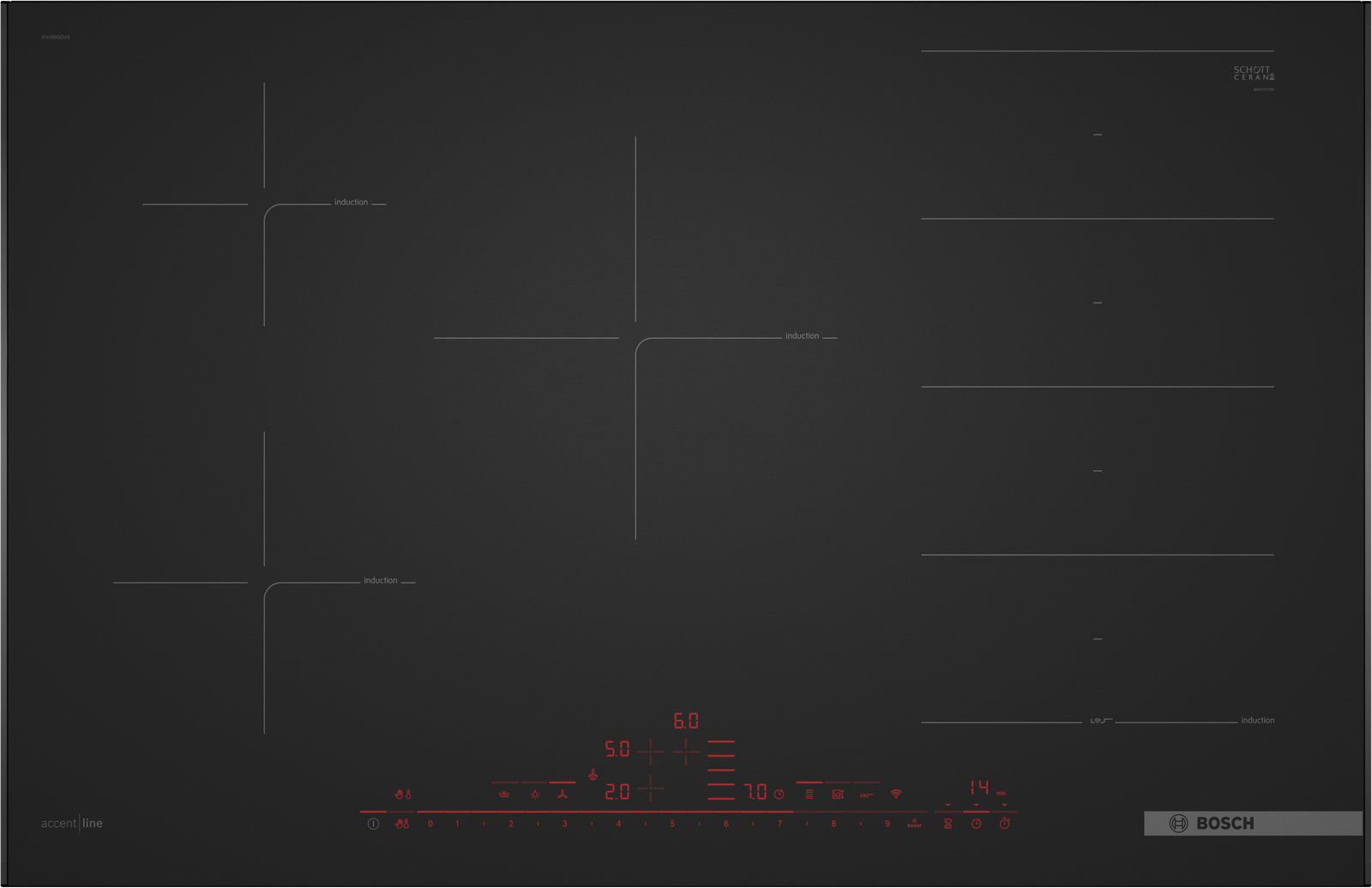 Serija 8, Indukciona ploča za kuvanje, 80 cm, Plavo crna, ugradnja sa okvirom, PXV89BDV1E