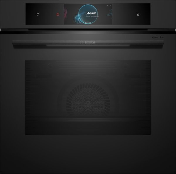Series 8, Built-in oven with steam function, 60 x 60 cm, Matt Black, HSG938EM1