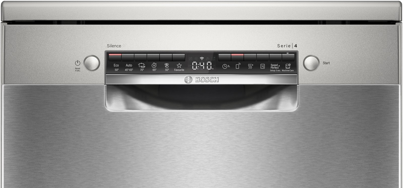 Serija 4, Samostojeća mašina za pranje sudova, 60 cm, Čelična mat obrada protiv otisaka prstiju, SMS4HVI14E