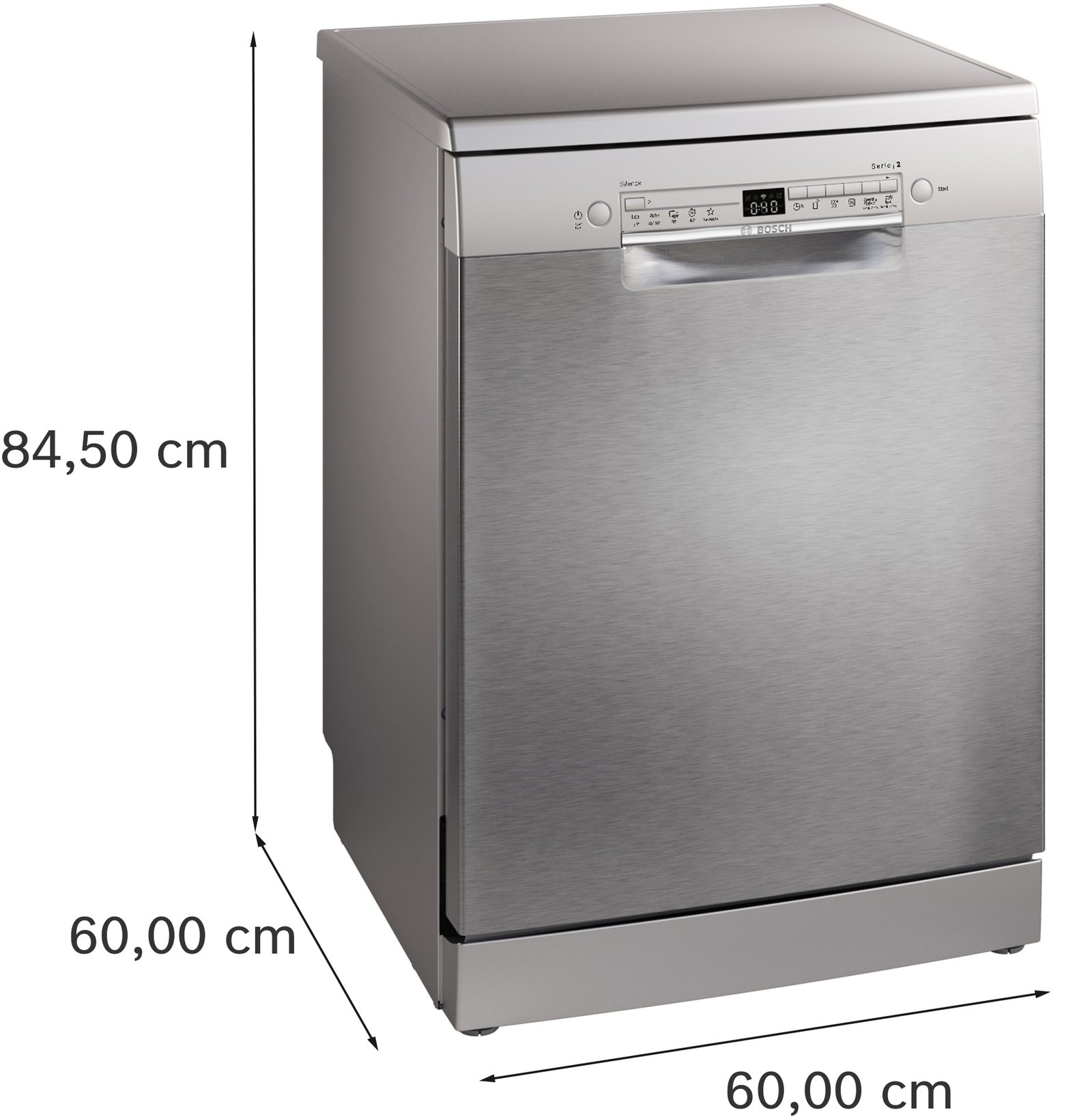 Series 2, free-standing dishwasher, 60 cm, Brushed steel anti-fingerprint, SMS2HTI06E