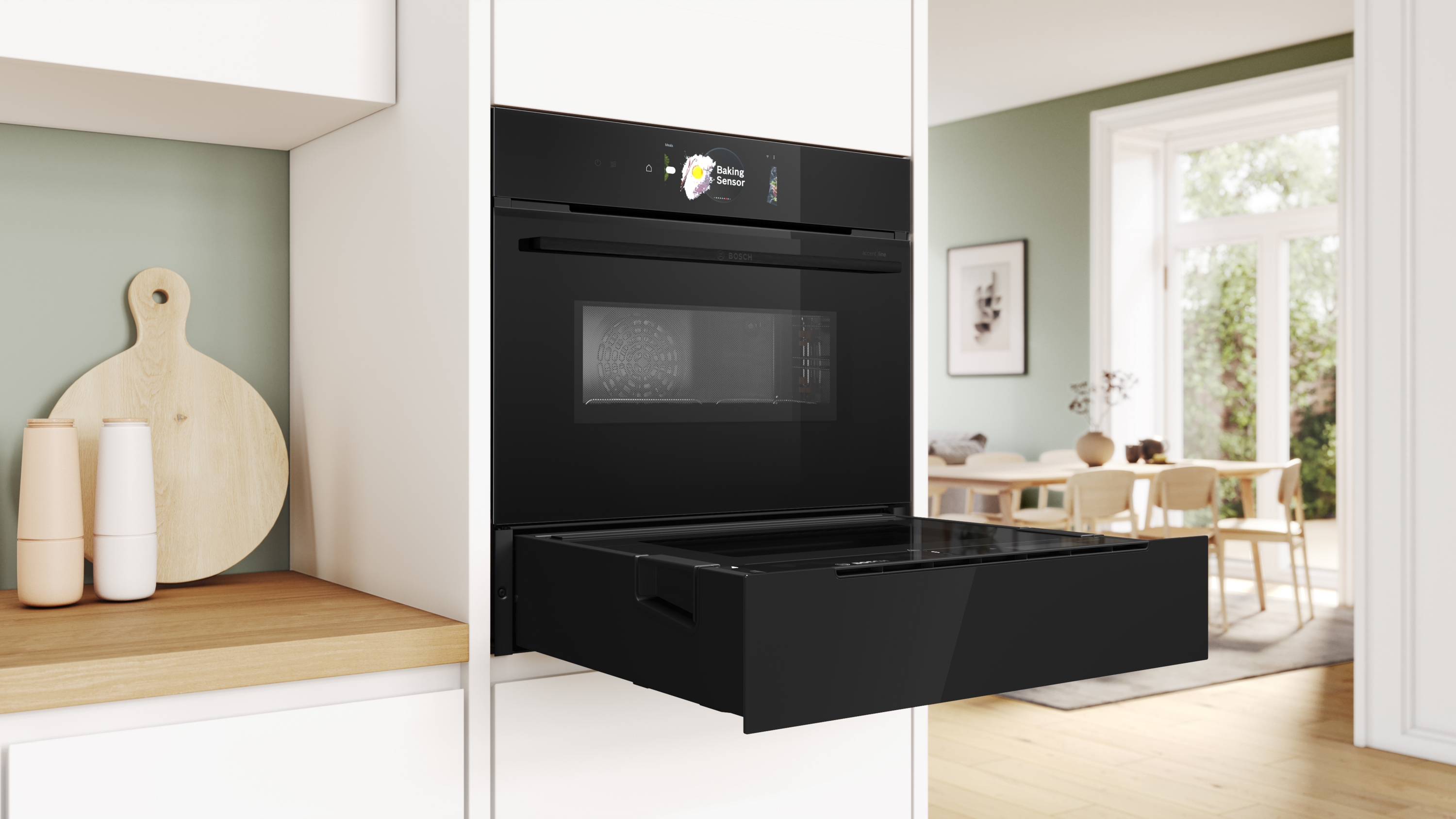 Series 8, Steam Drawer, 60 x 14 cm, Black, BDC9111B0